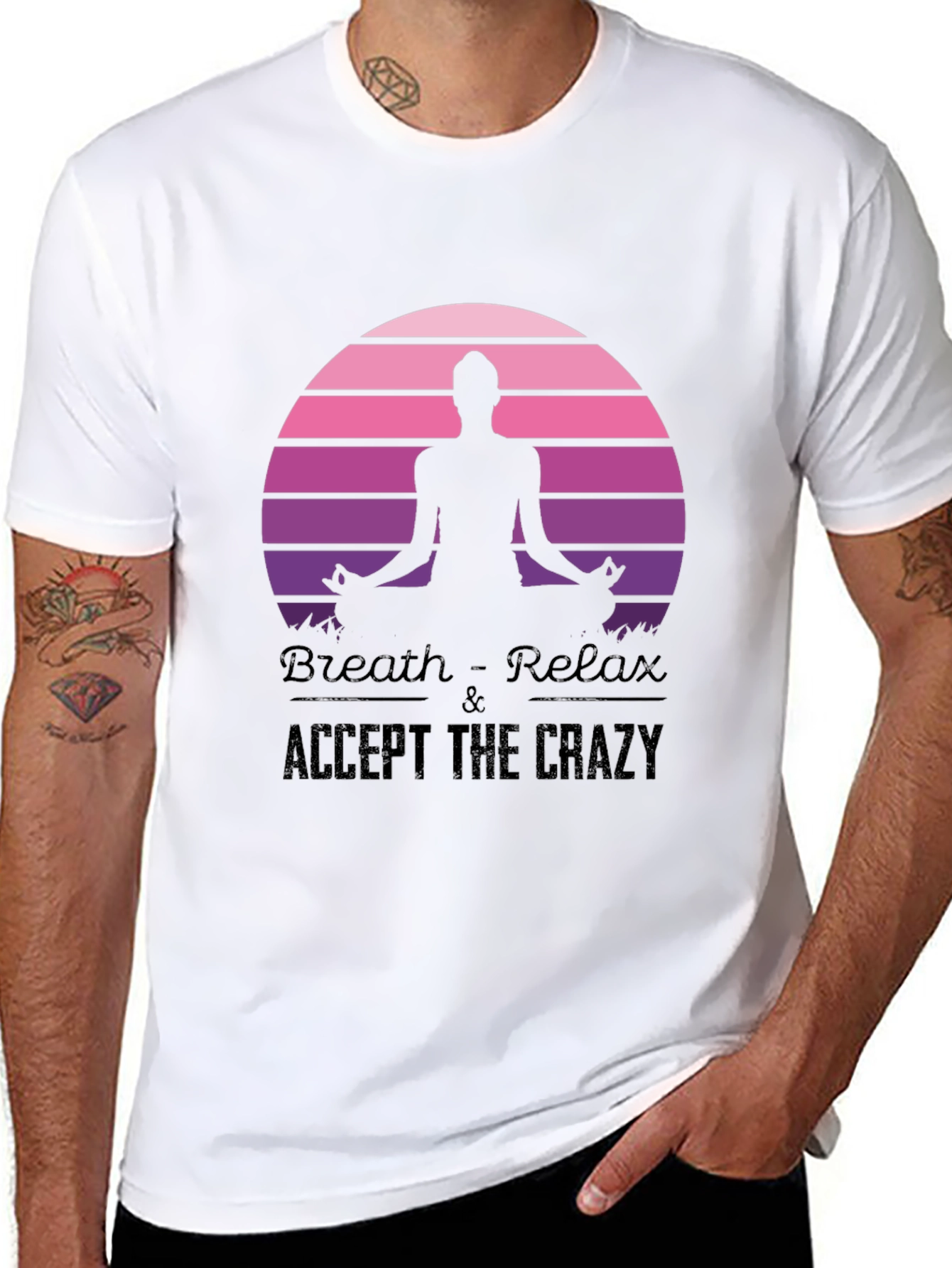 Breath Relax Accept the Crazy Yoga Black T-Shirt