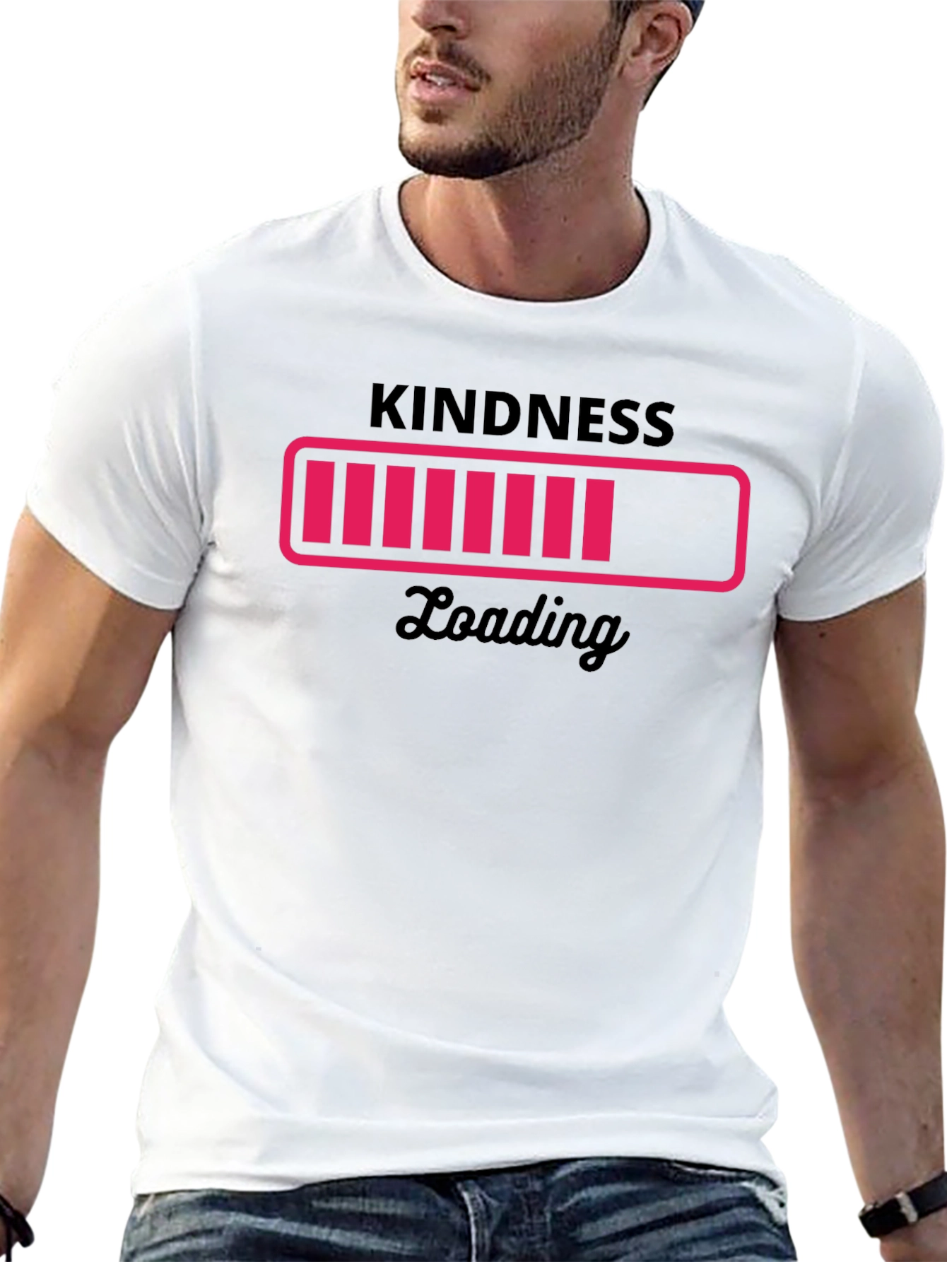 Kindness Loading Black Graphic Tee - Trendy Unisex T-Shirt