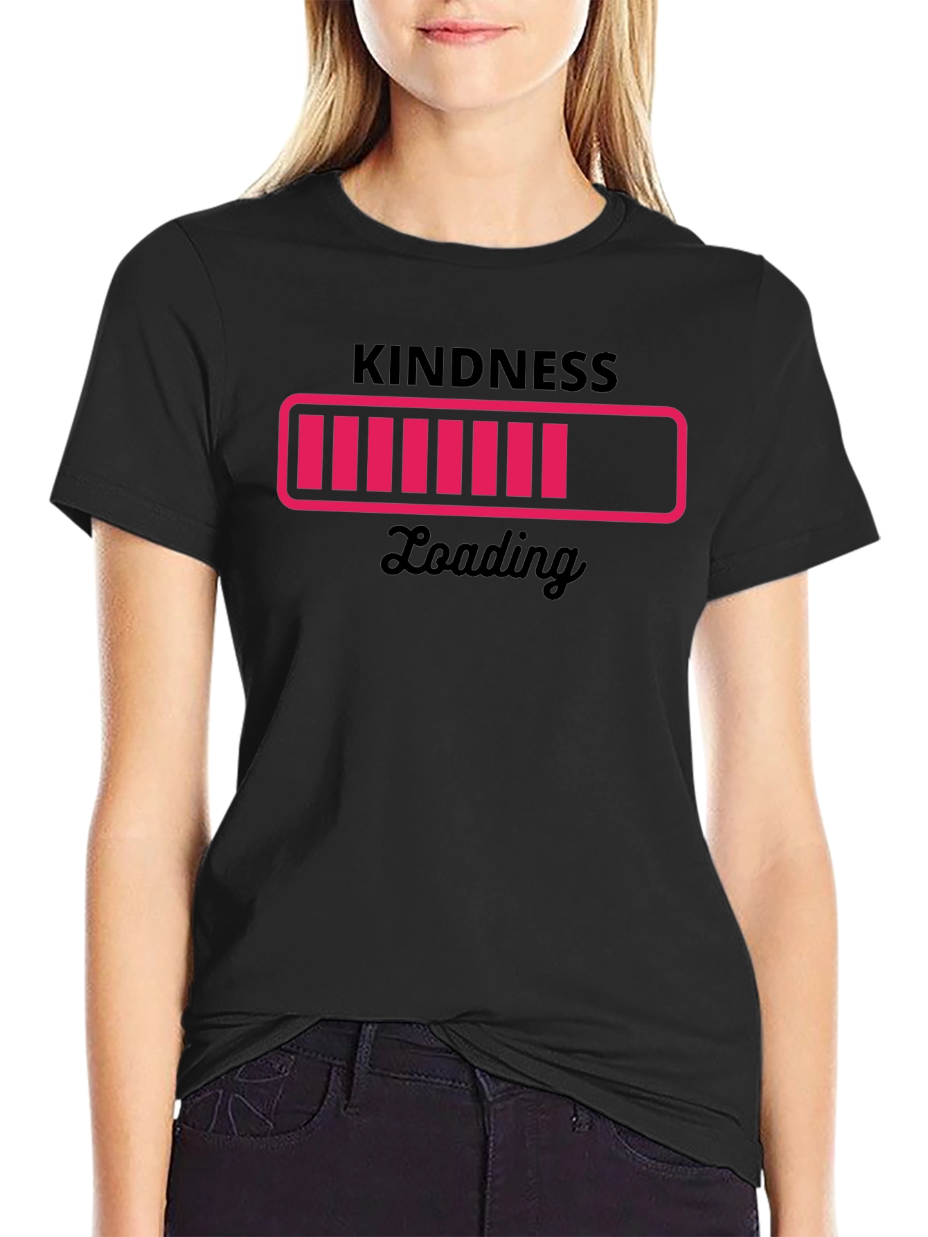 Kindness Loading Black Graphic Tee - Trendy Unisex T-Shirt