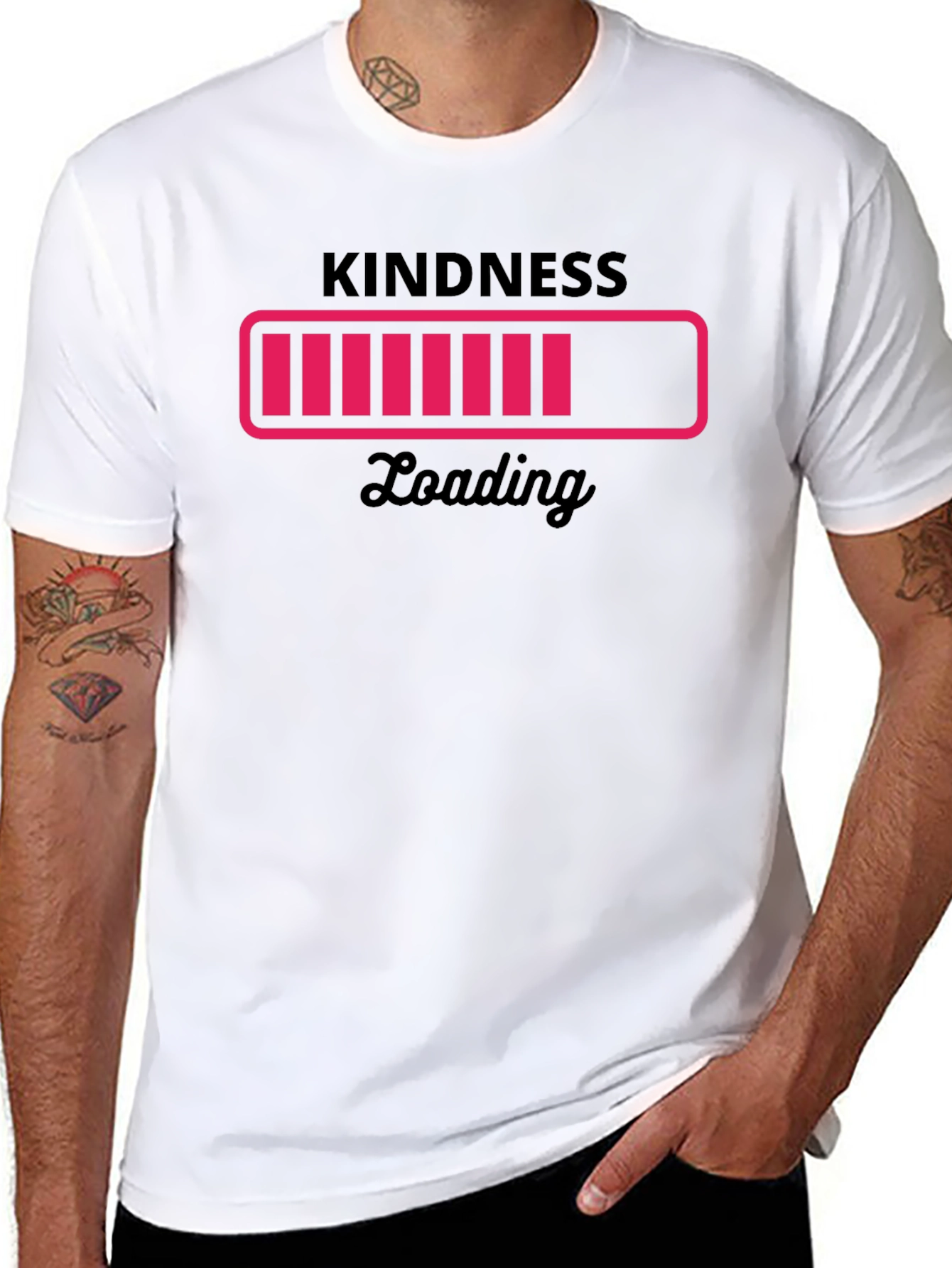 Kindness Loading Black Graphic Tee - Trendy Unisex T-Shirt