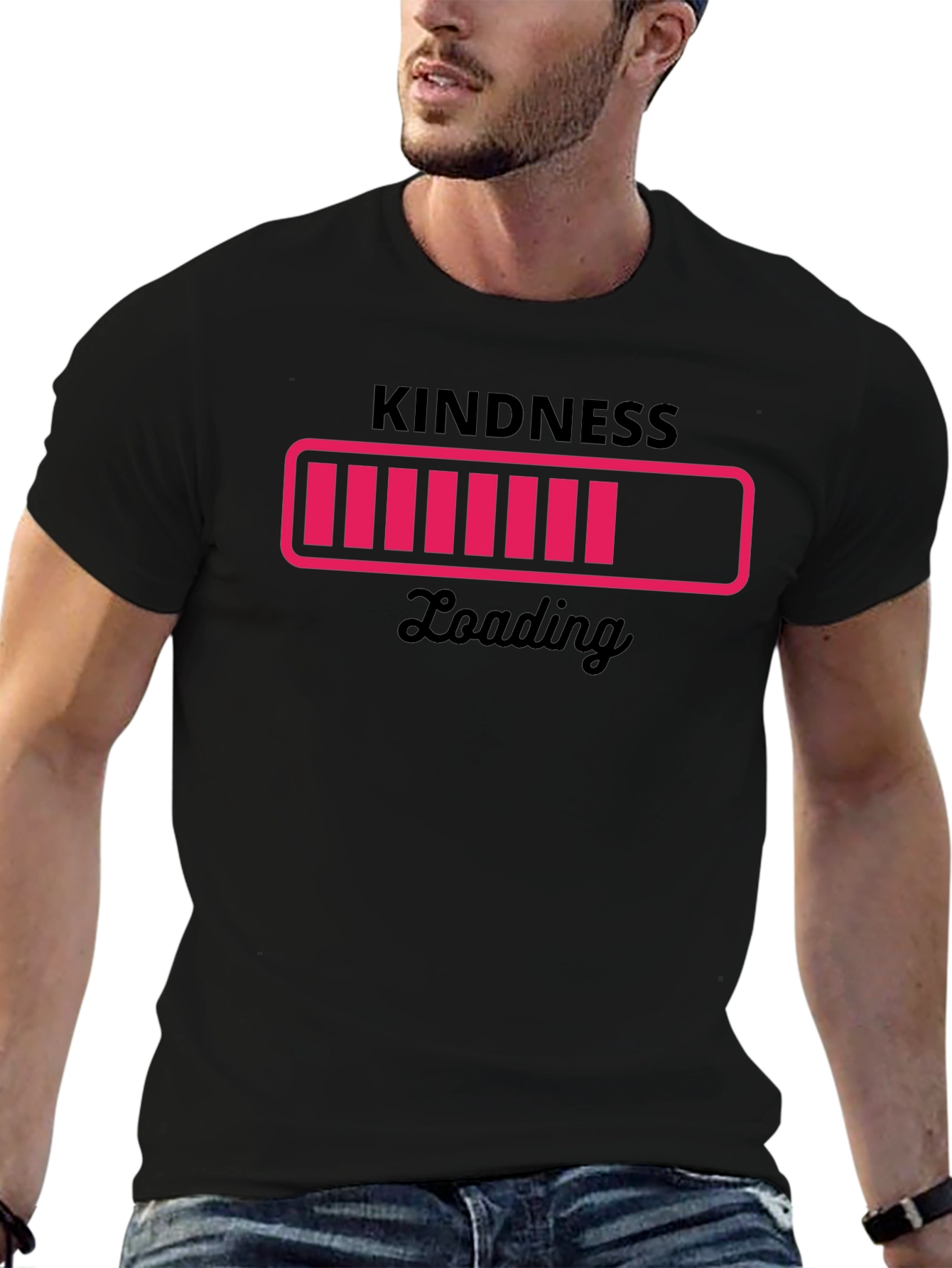 Kindness Loading Black Graphic Tee - Trendy Unisex T-Shirt