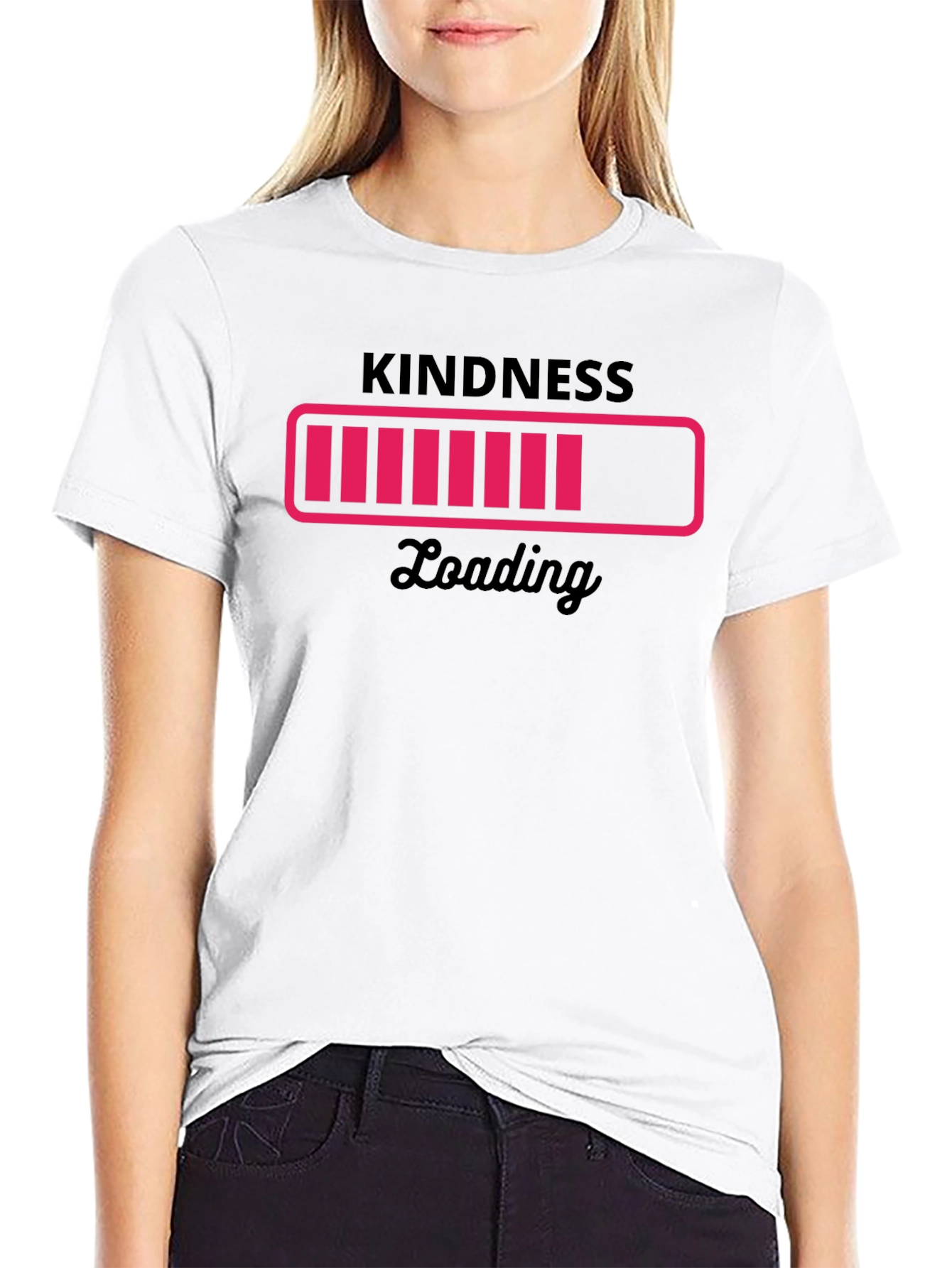 Kindness Loading Black Graphic Tee - Trendy Unisex T-Shirt