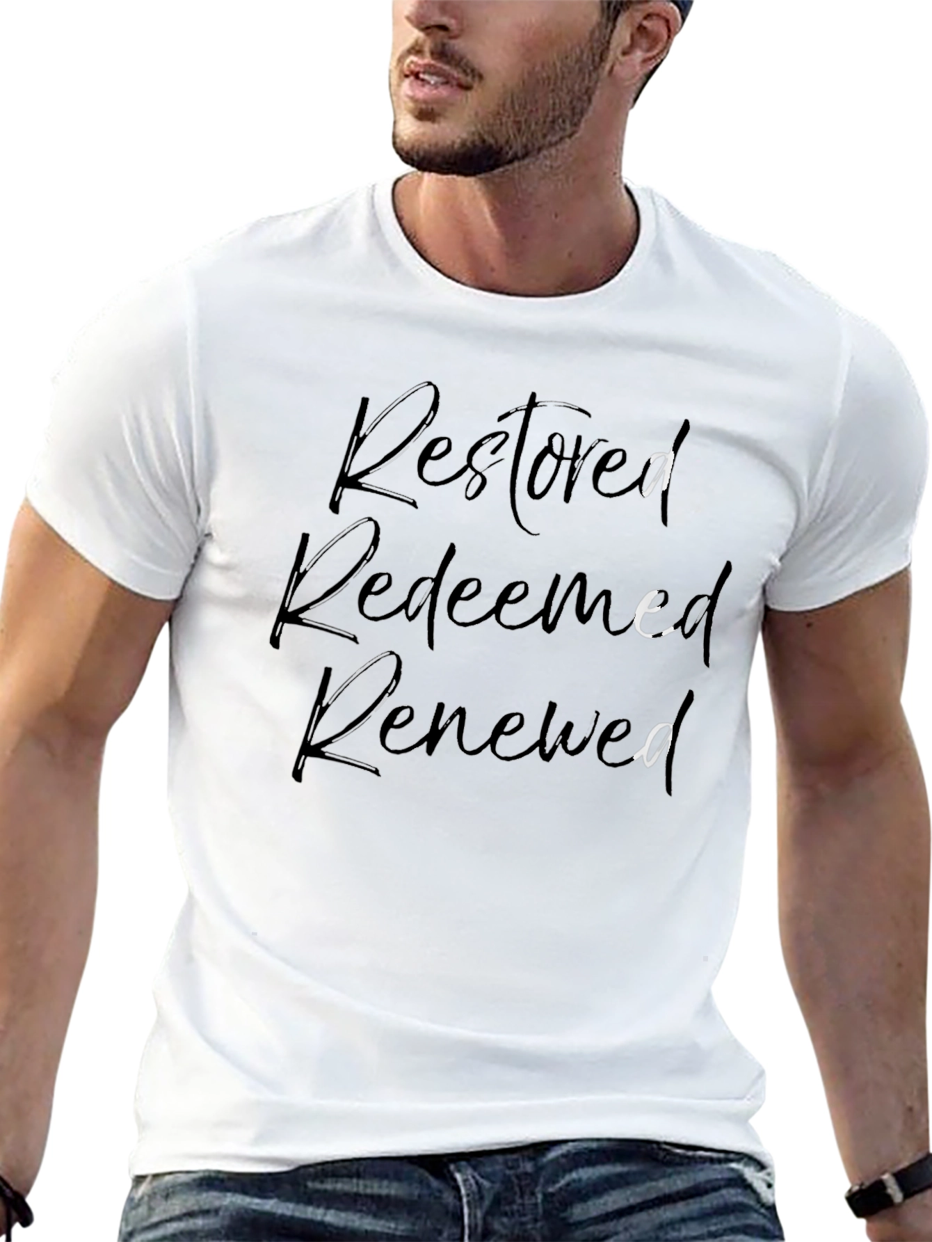 Restored Redeemed Renewed Black T-Shirt