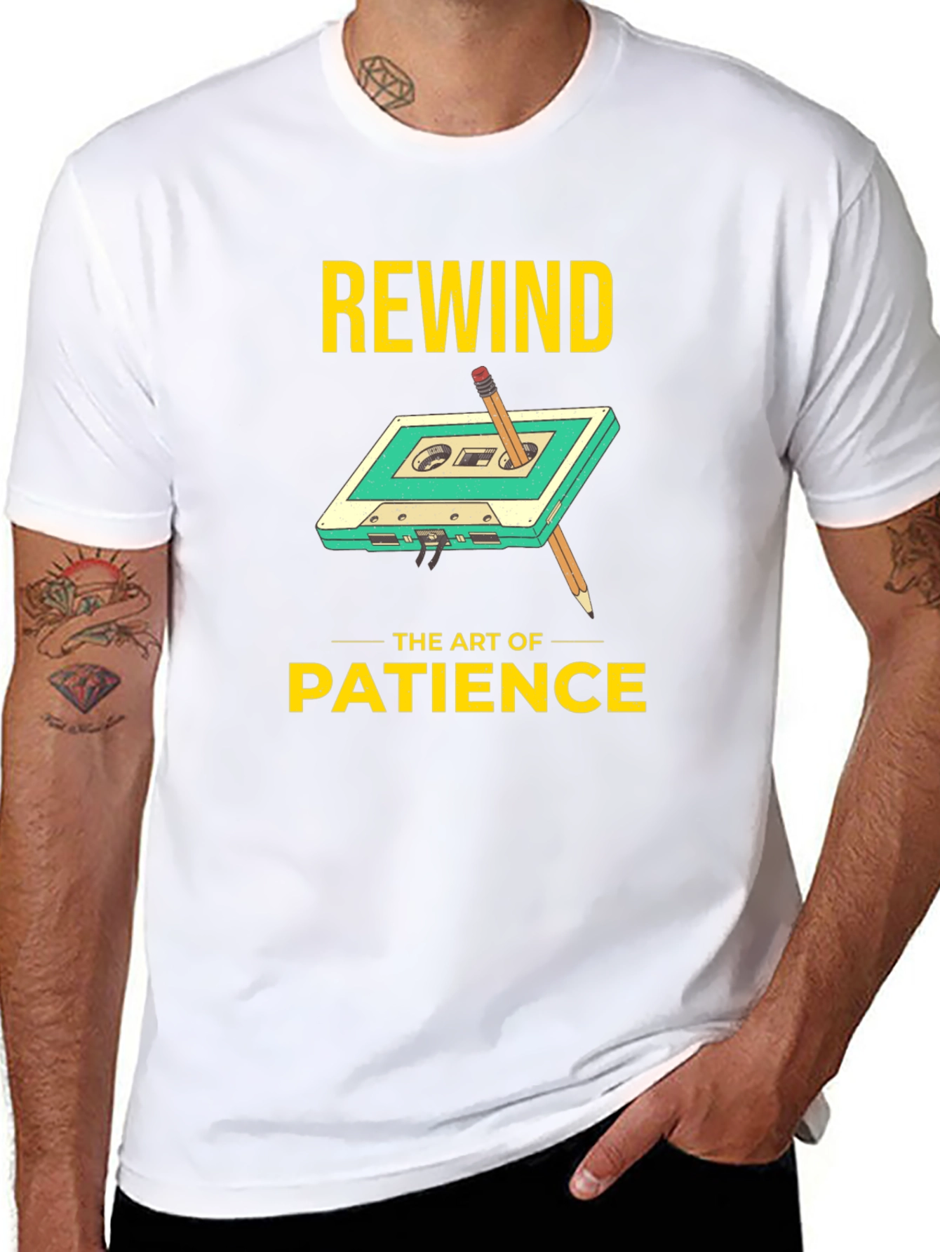 Rewind Patience Graphic Tee - Black Cotton