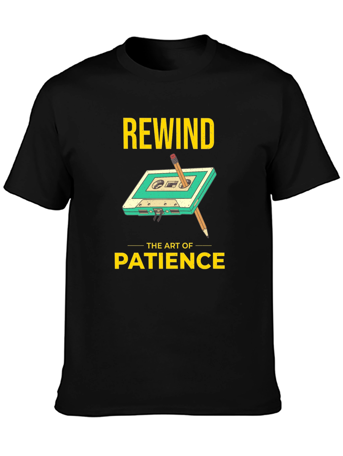 Rewind Patience Graphic Tee - Black Cotton