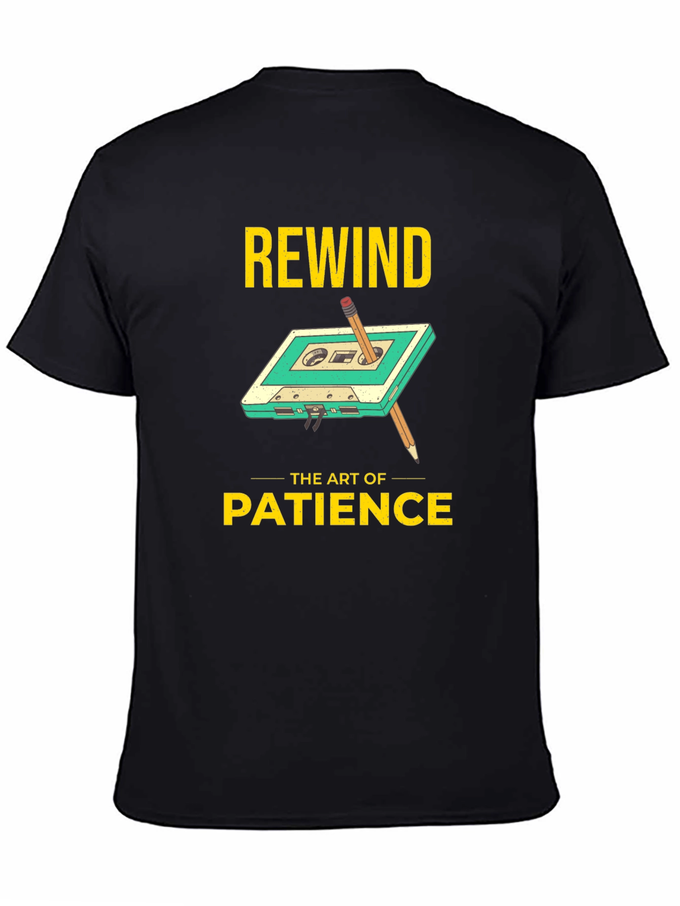 Rewind Patience Graphic Tee - Black Cotton