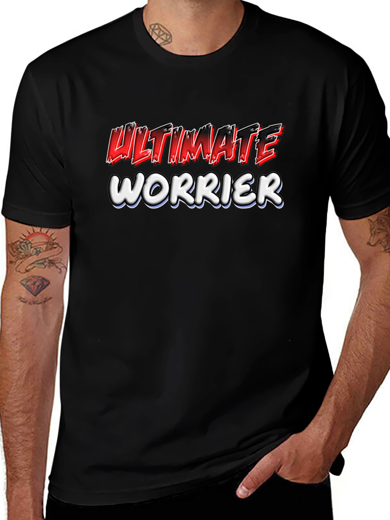 Ultimate Worrier Graphic Print Black T-Shirt
