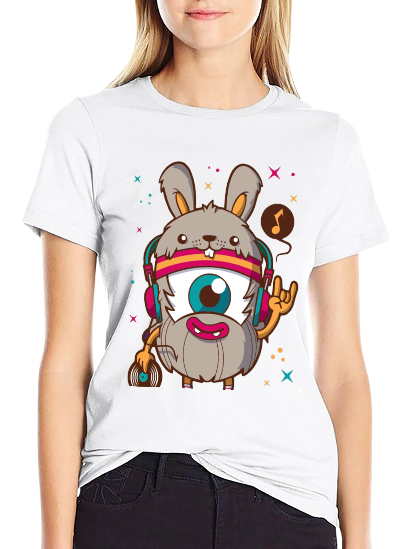 Funky Rabbit DJ Graphic Tee - Rock On!