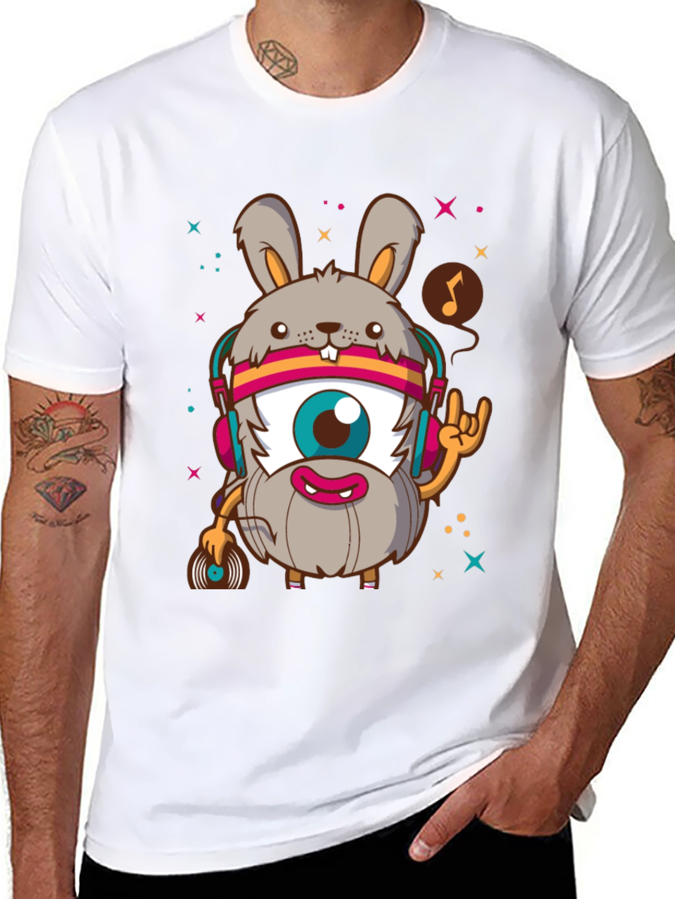 Funky Rabbit DJ Graphic Tee - Rock On!