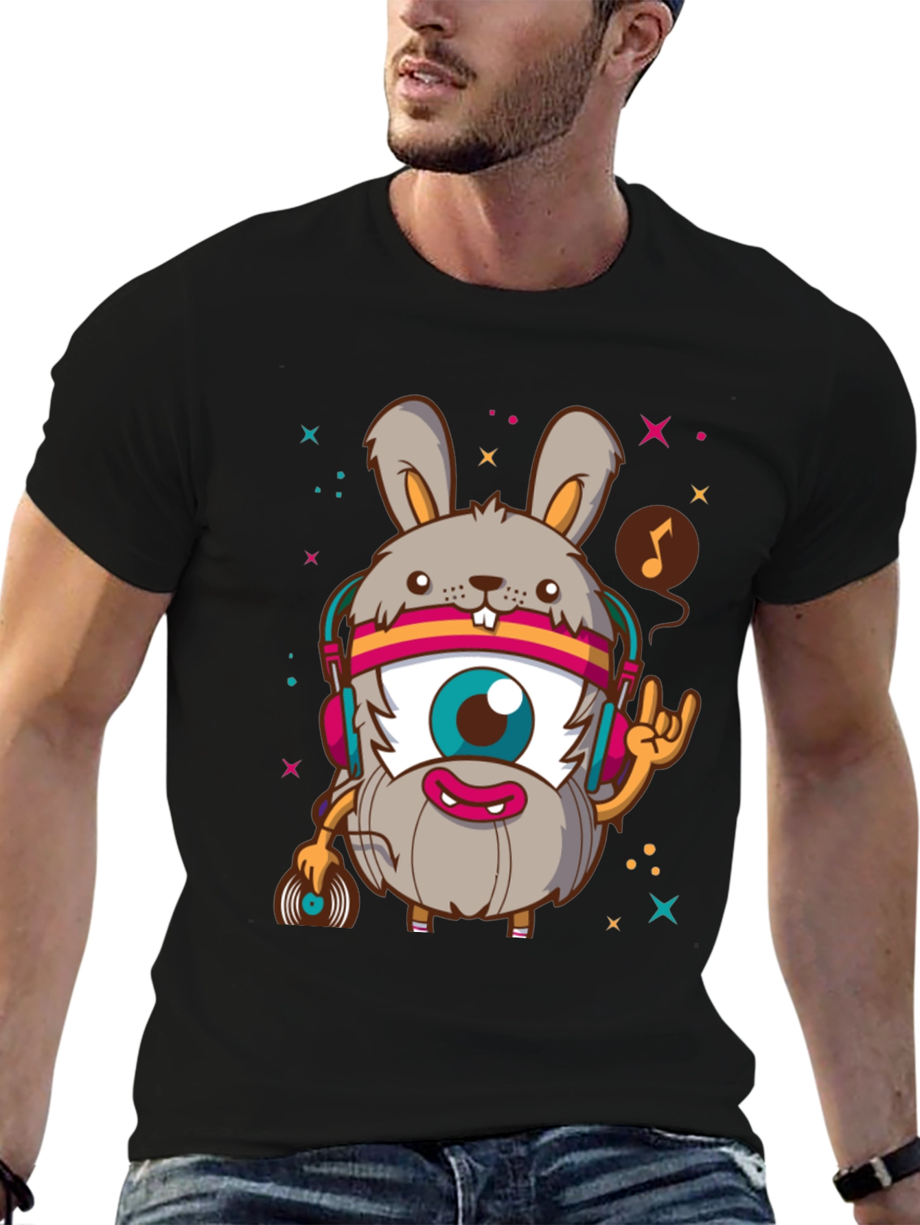 Funky Rabbit DJ Graphic Tee - Rock On!