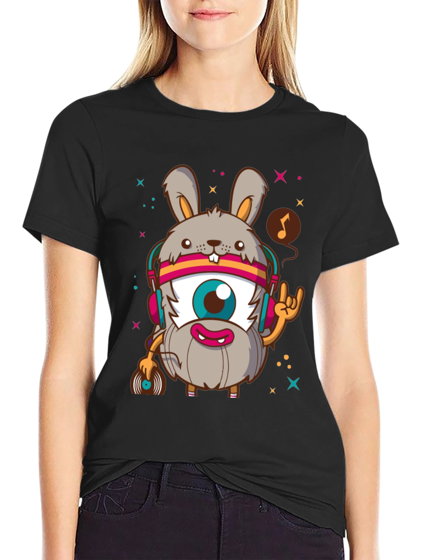 Funky Rabbit DJ Graphic Tee - Rock On!