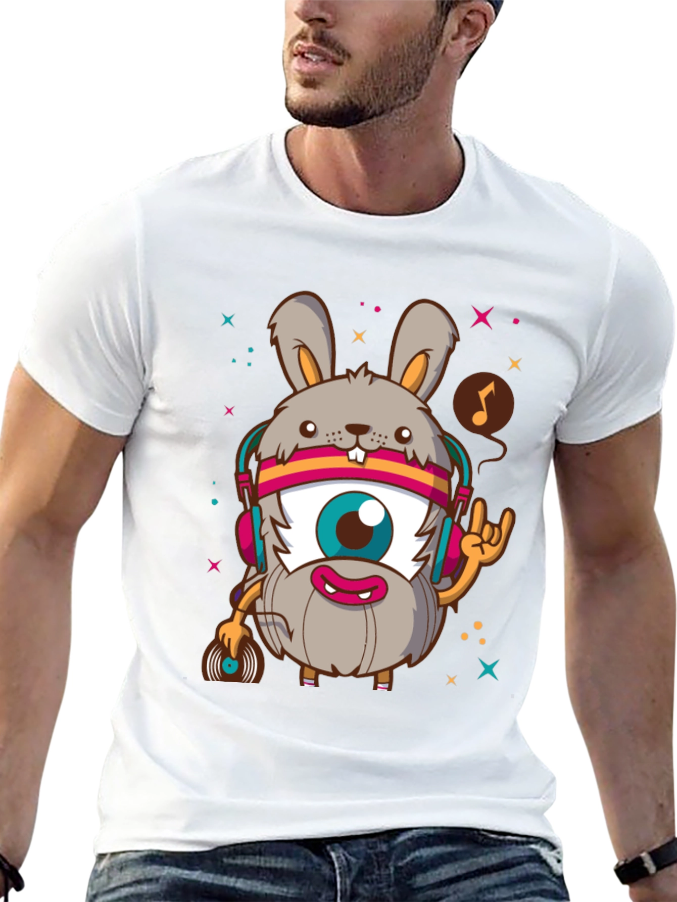 Funky Rabbit DJ Graphic Tee - Rock On!
