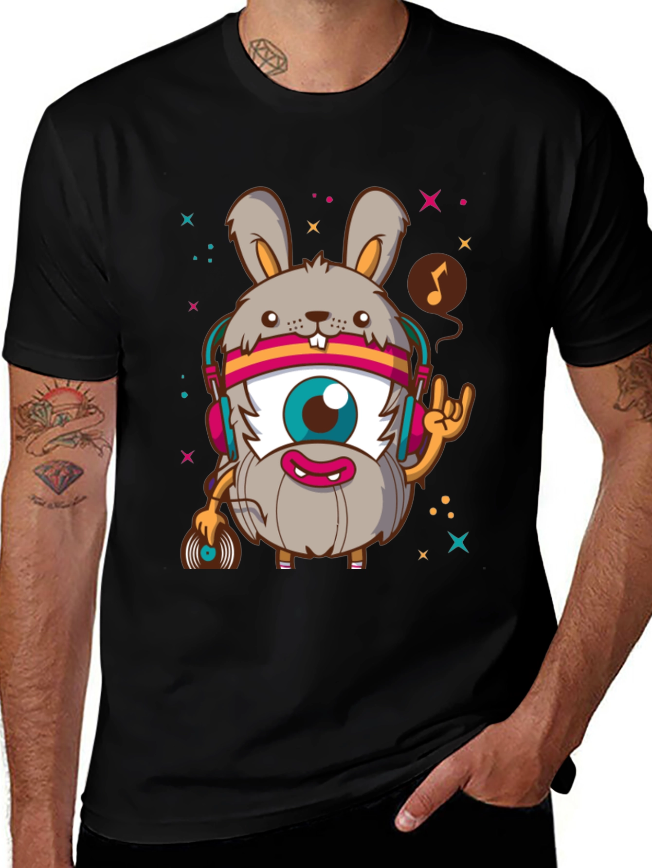 Funky Rabbit DJ Graphic Tee - Rock On!