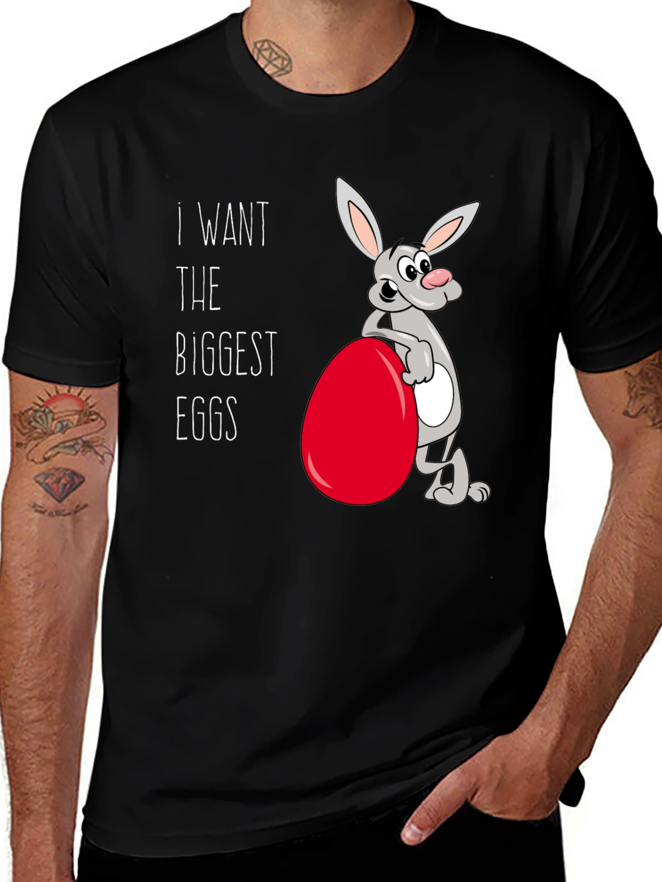 Funny Easter Bunny T-Shirt - Biggest Eggs!