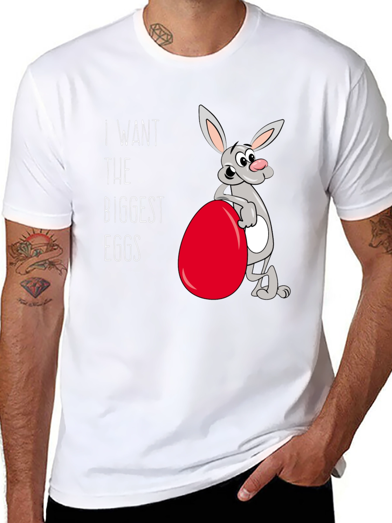 Funny Easter Bunny T-Shirt - Biggest Eggs!