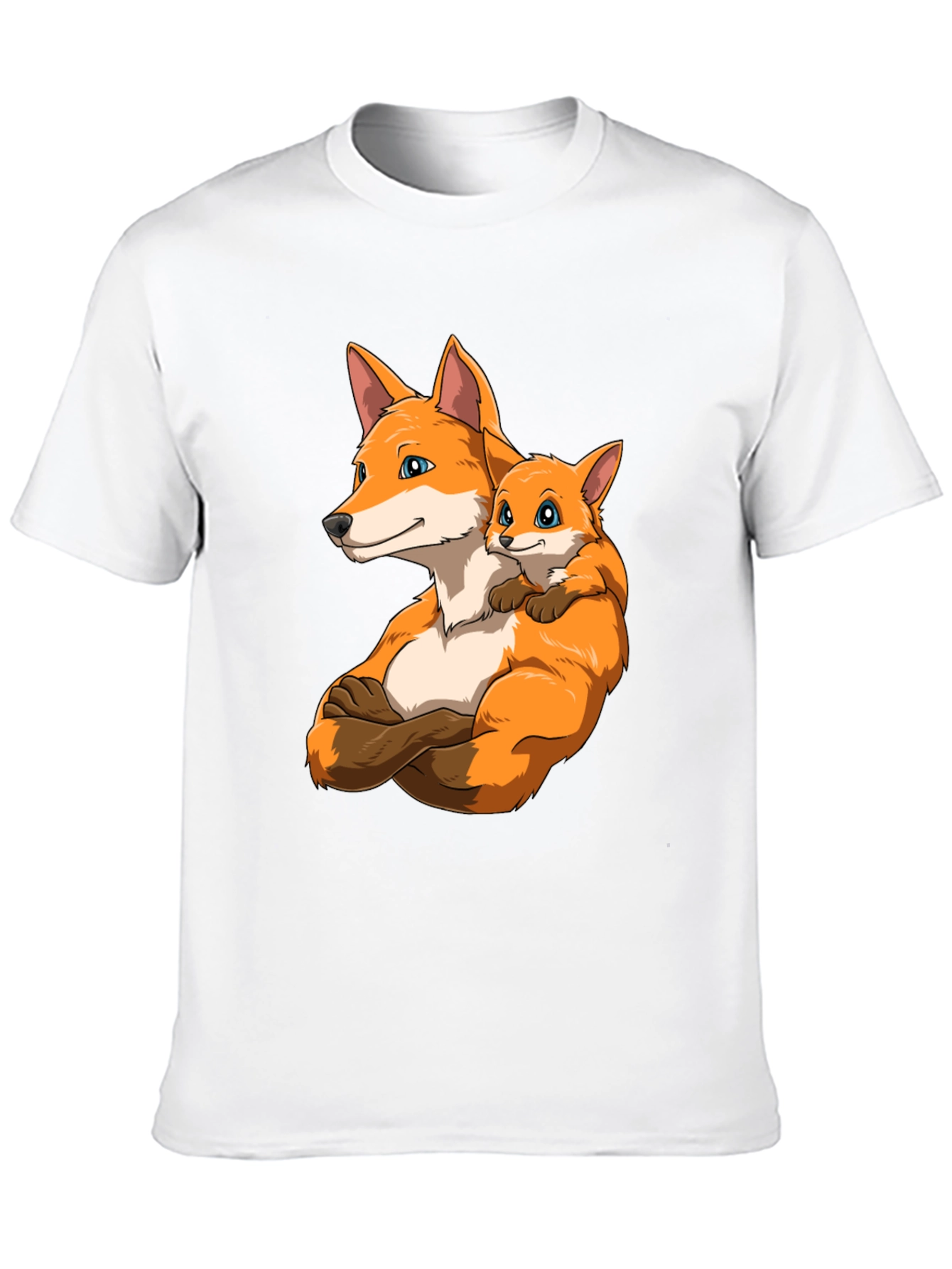 Fox Family Black T-Shirt - Cute Cartoon Design