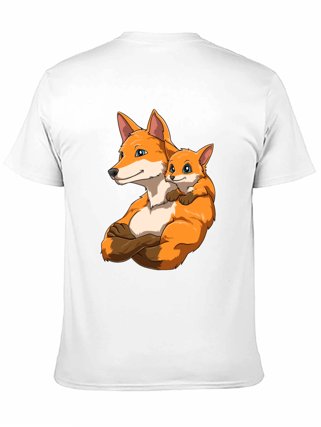Fox Family Black T-Shirt - Cute Cartoon Design