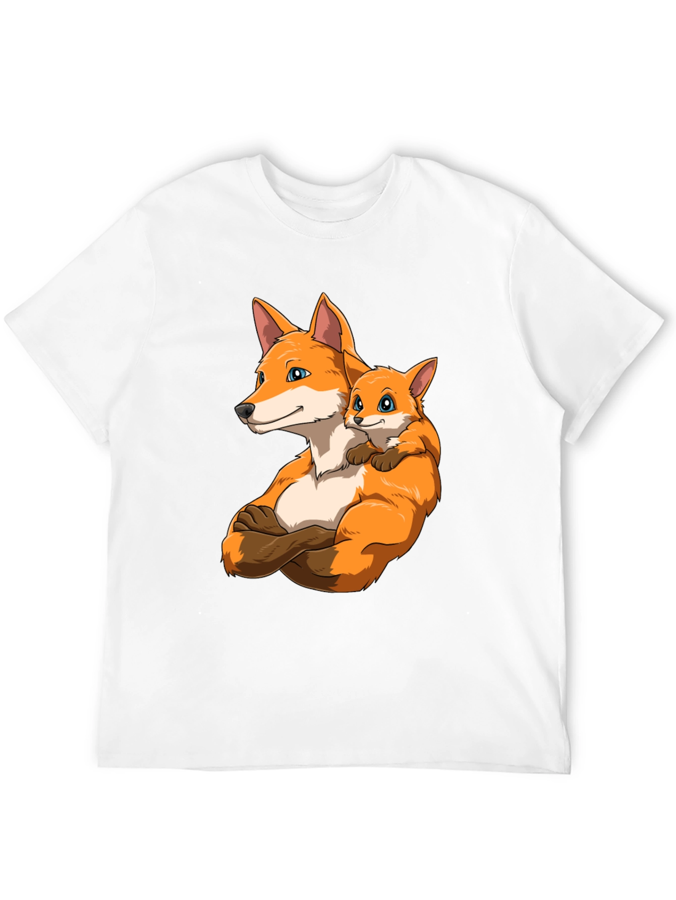 Fox Family Black T-Shirt - Cute Cartoon Design