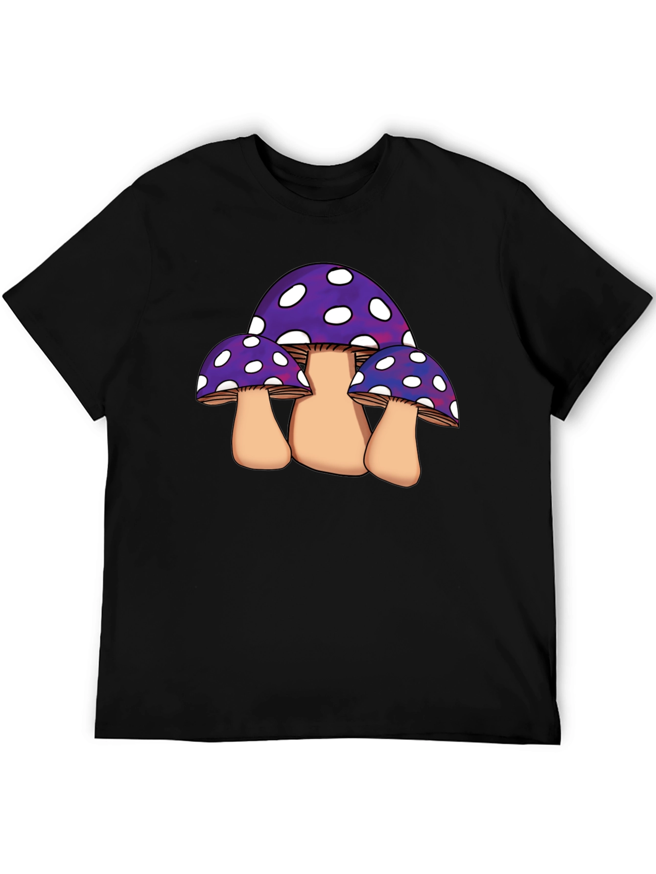 Funky Mushroom Graphic Tee - Black Cotton Blend