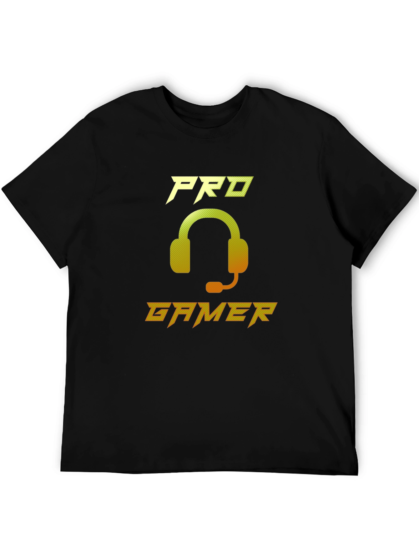 Pro Gamer Black Graphic Tee - Gaming Headset Design