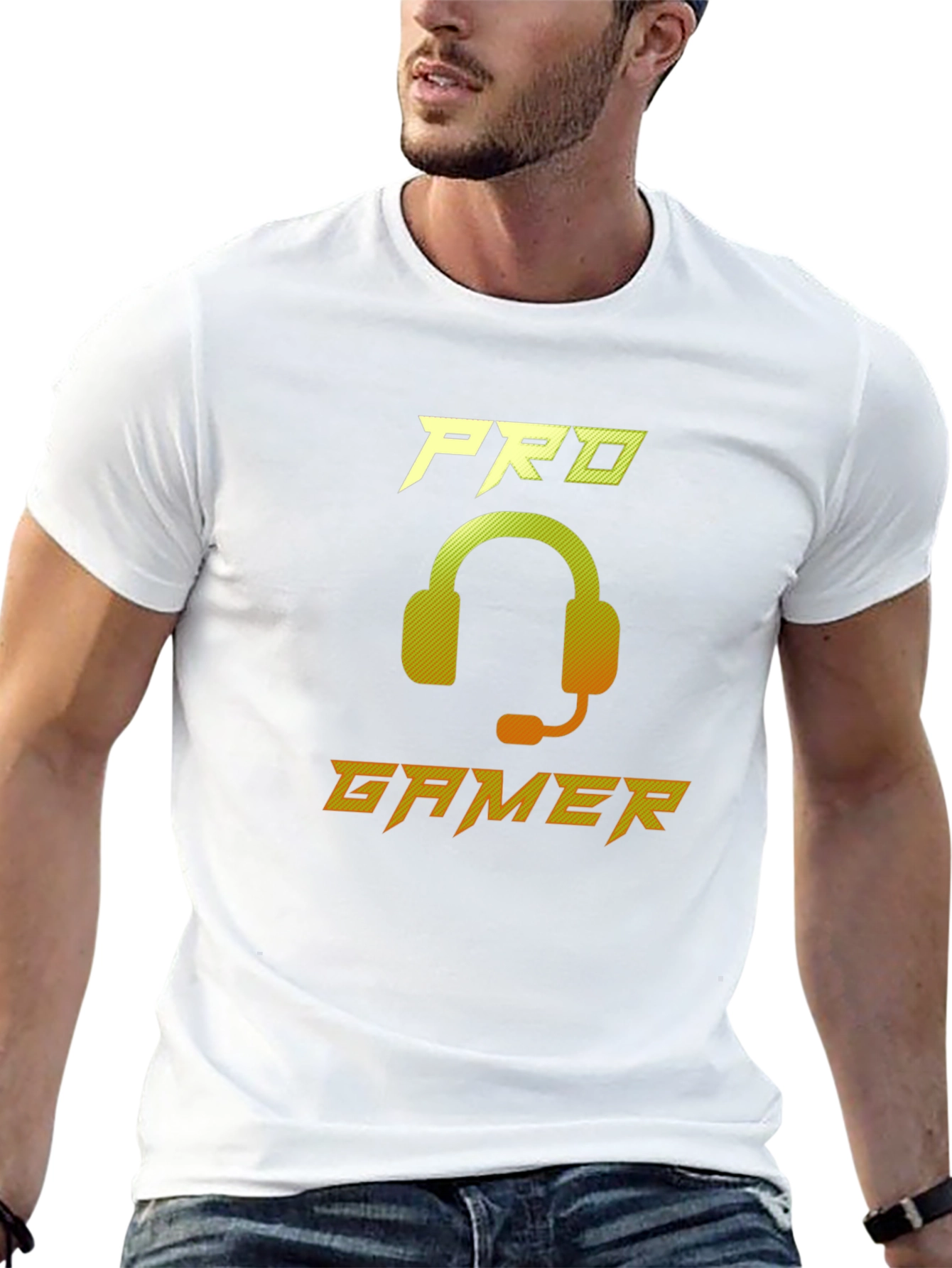 Pro Gamer Black Graphic Tee - Gaming Headset Design