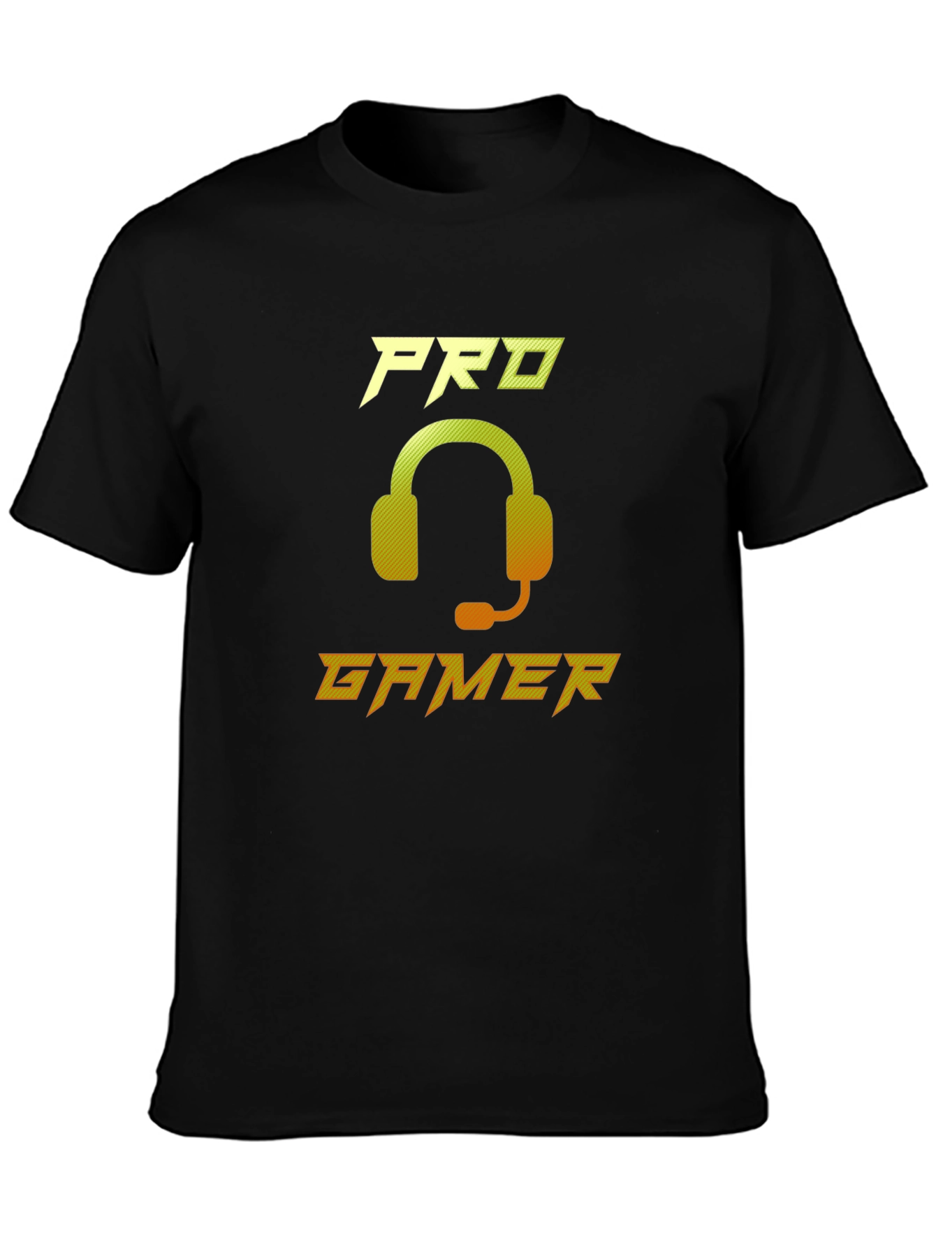 Pro Gamer Black Graphic Tee - Gaming Headset Design