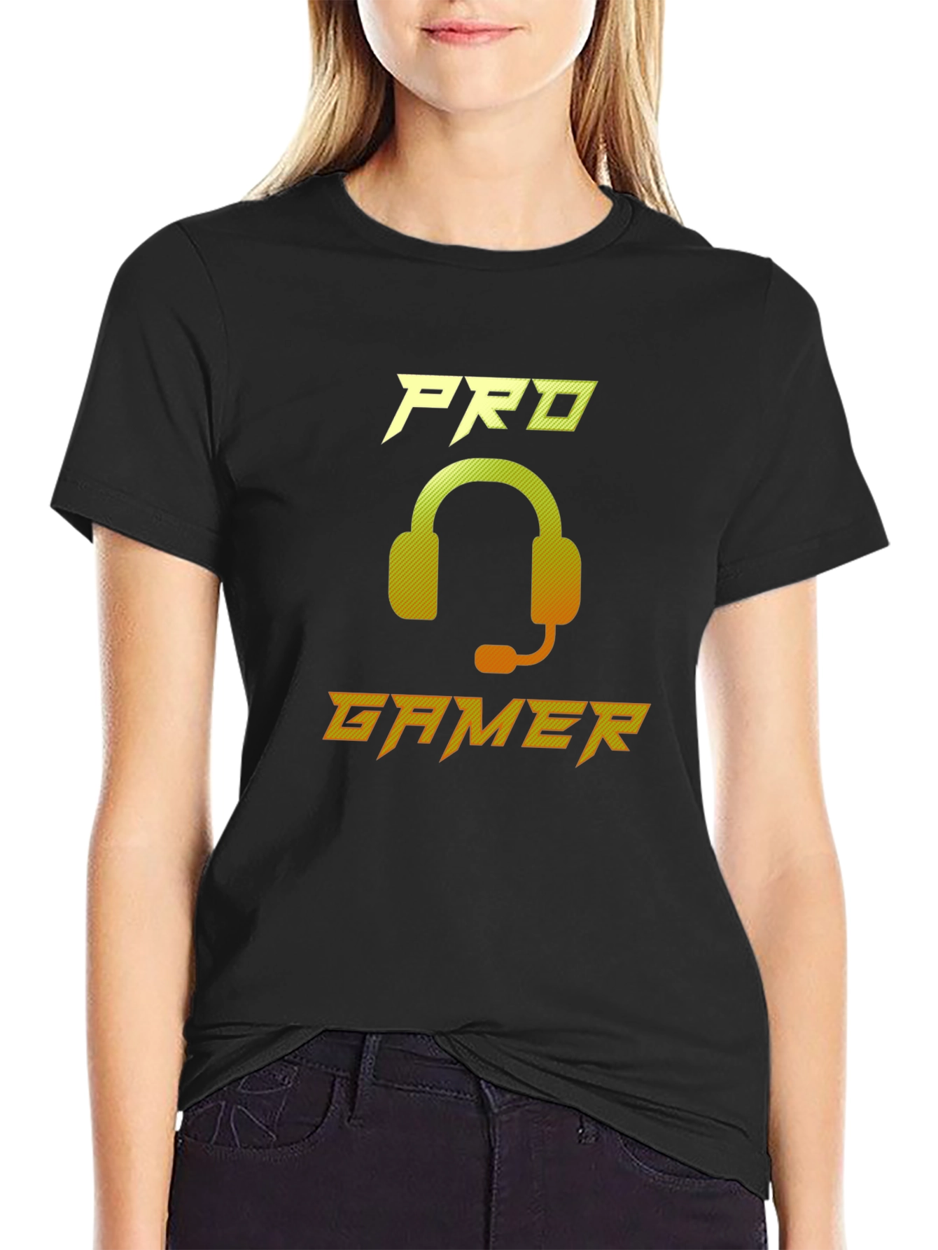 Pro Gamer Black Graphic Tee - Gaming Headset Design