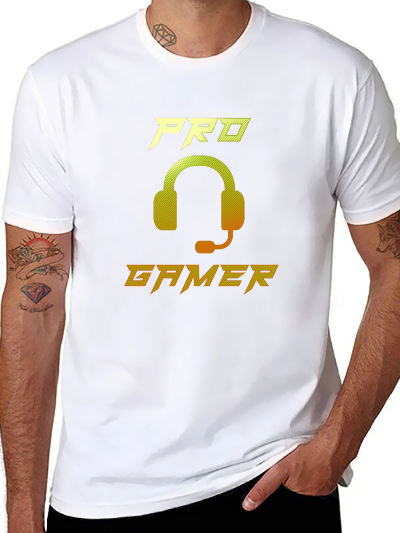 Pro Gamer Black Graphic Tee - Gaming Headset Design