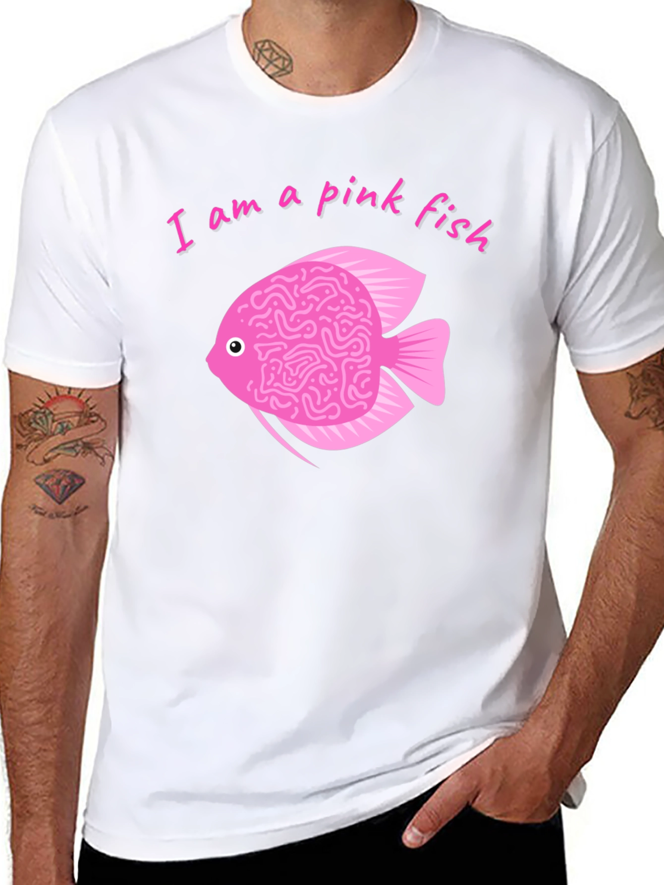 Pink Fish Brain T-Shirt - Quirky Graphic Tee