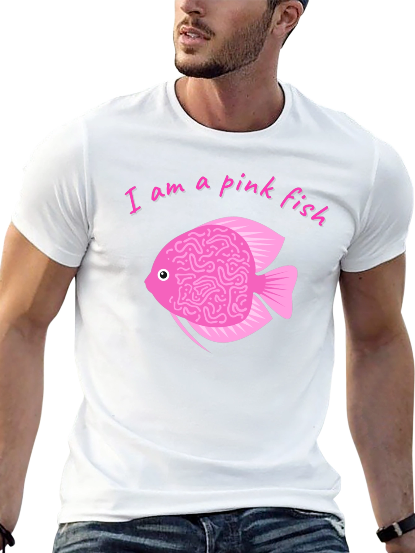 Pink Fish Brain T-Shirt - Quirky Graphic Tee