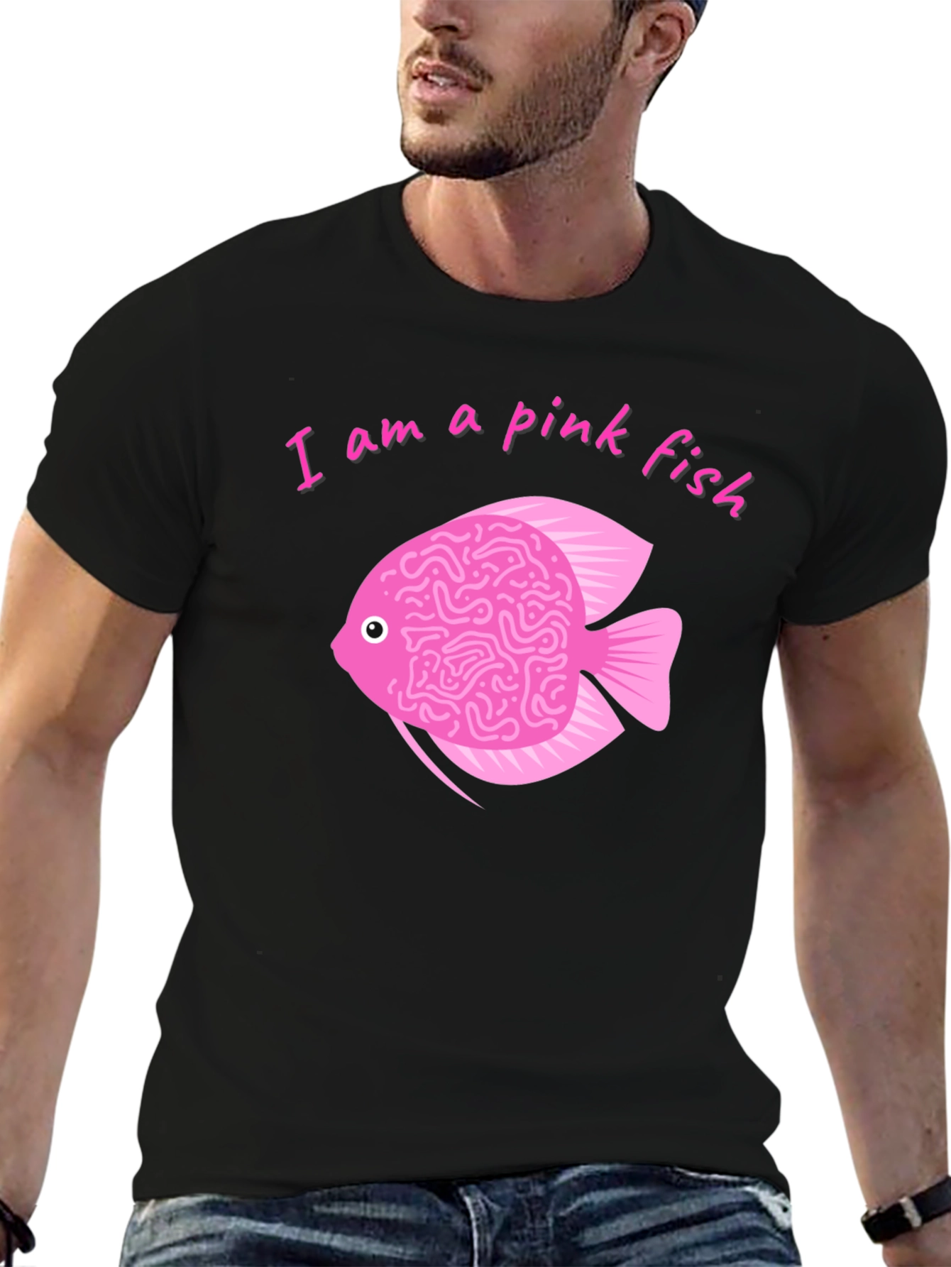 Pink Fish Brain T-Shirt - Quirky Graphic Tee