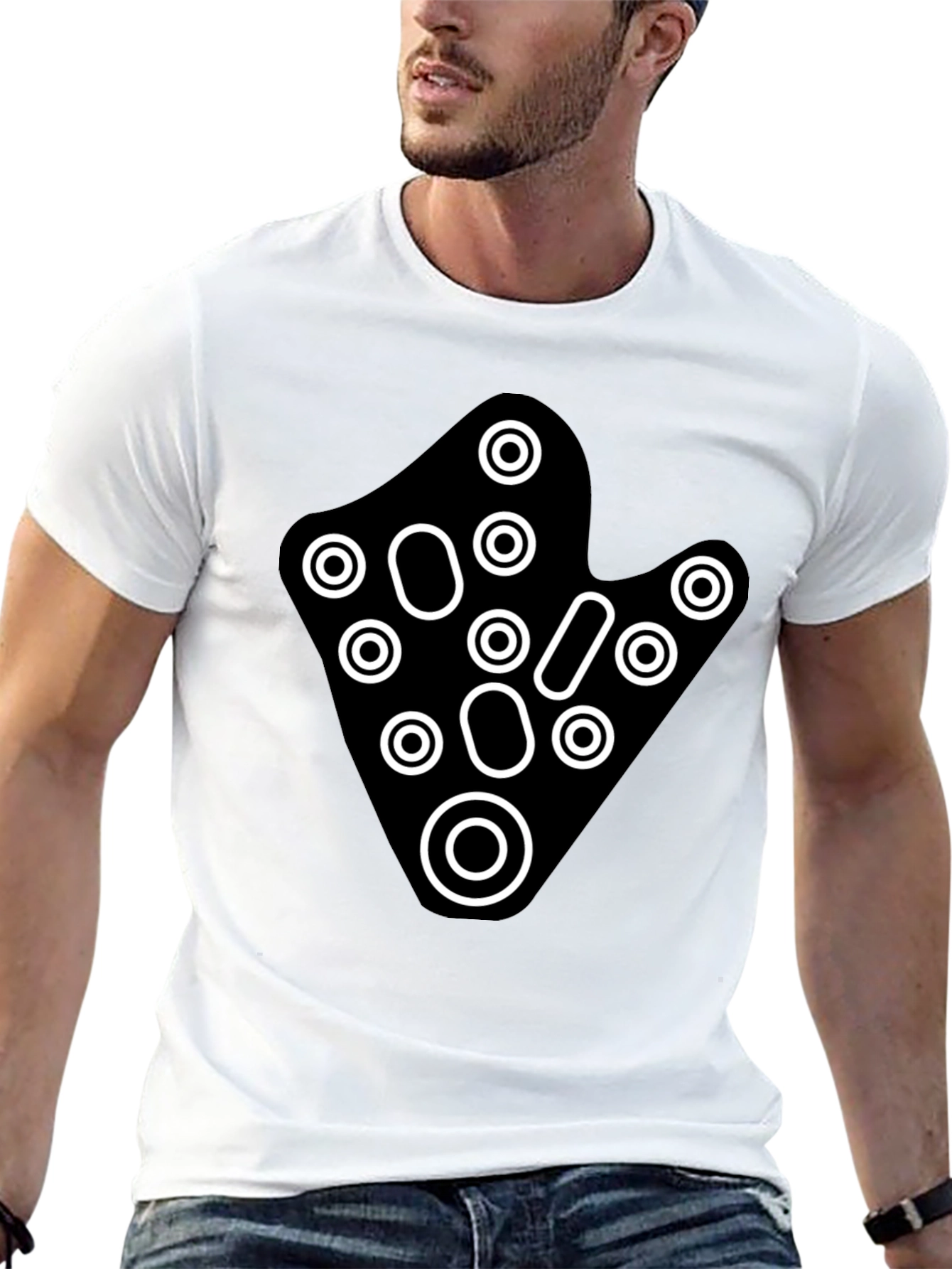 Abstract Circle Graphic Black T-Shirt