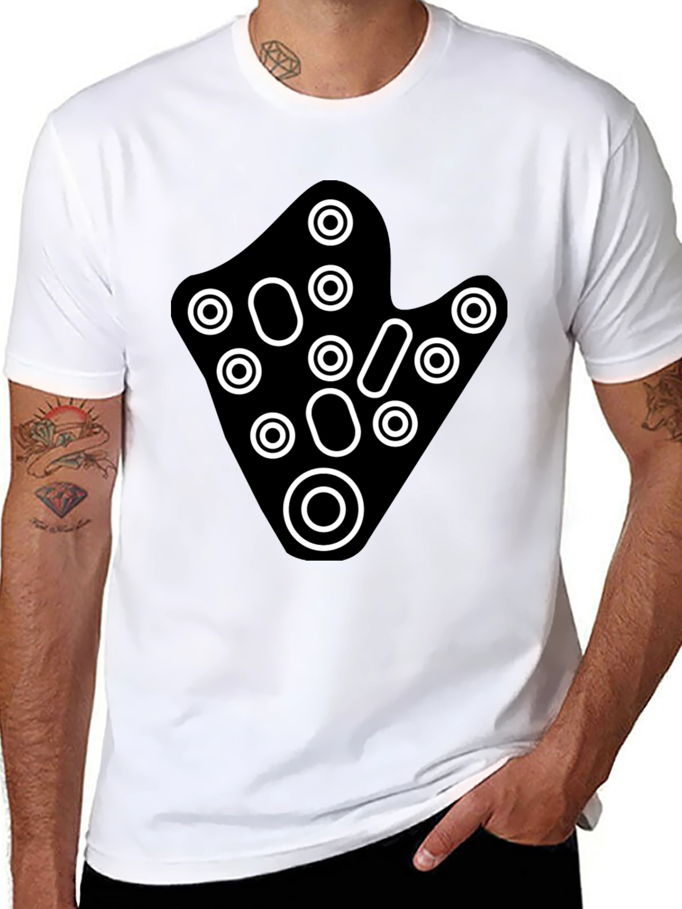 Abstract Circle Graphic Black T-Shirt