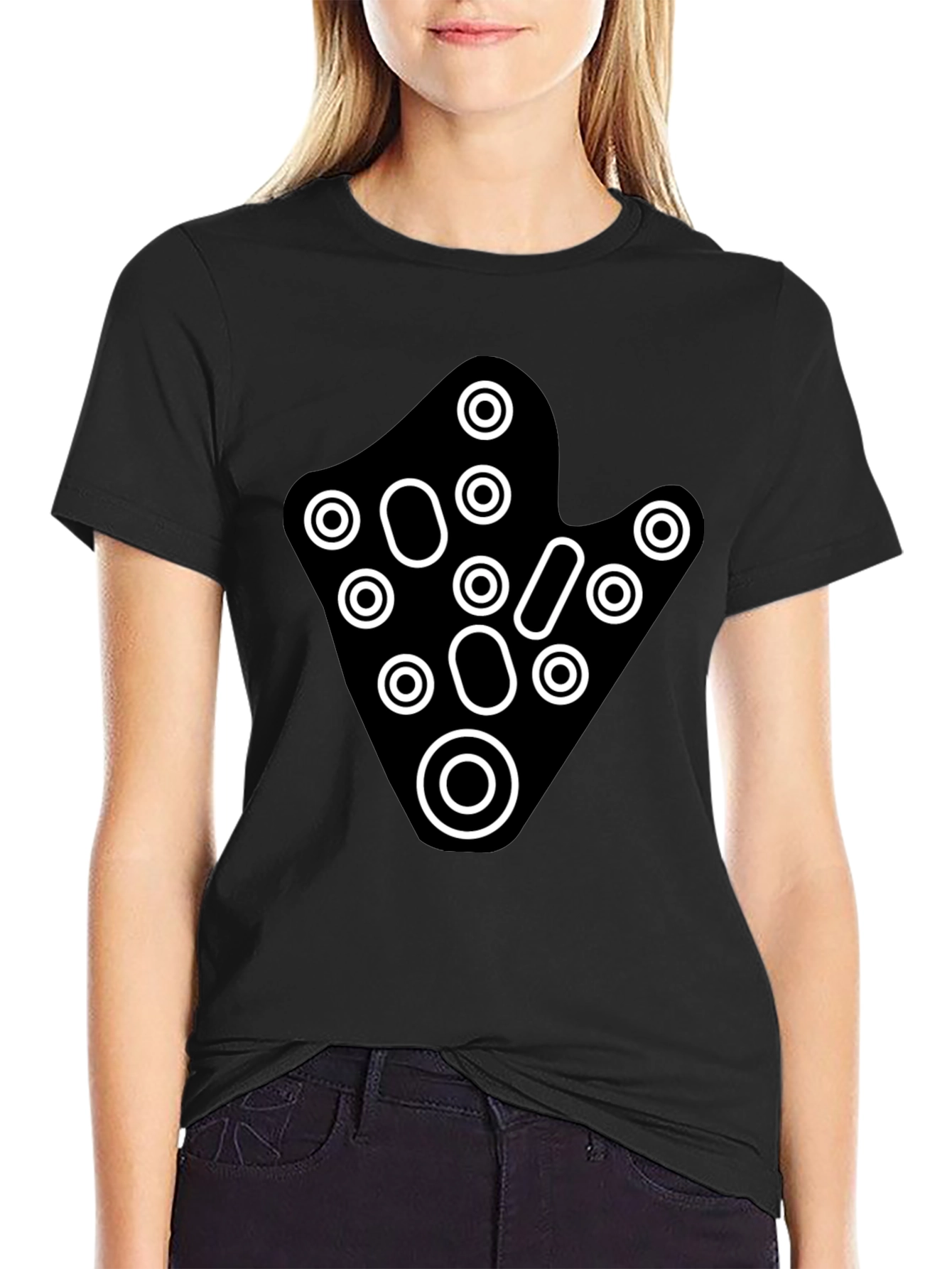 Abstract Circle Graphic Black T-Shirt