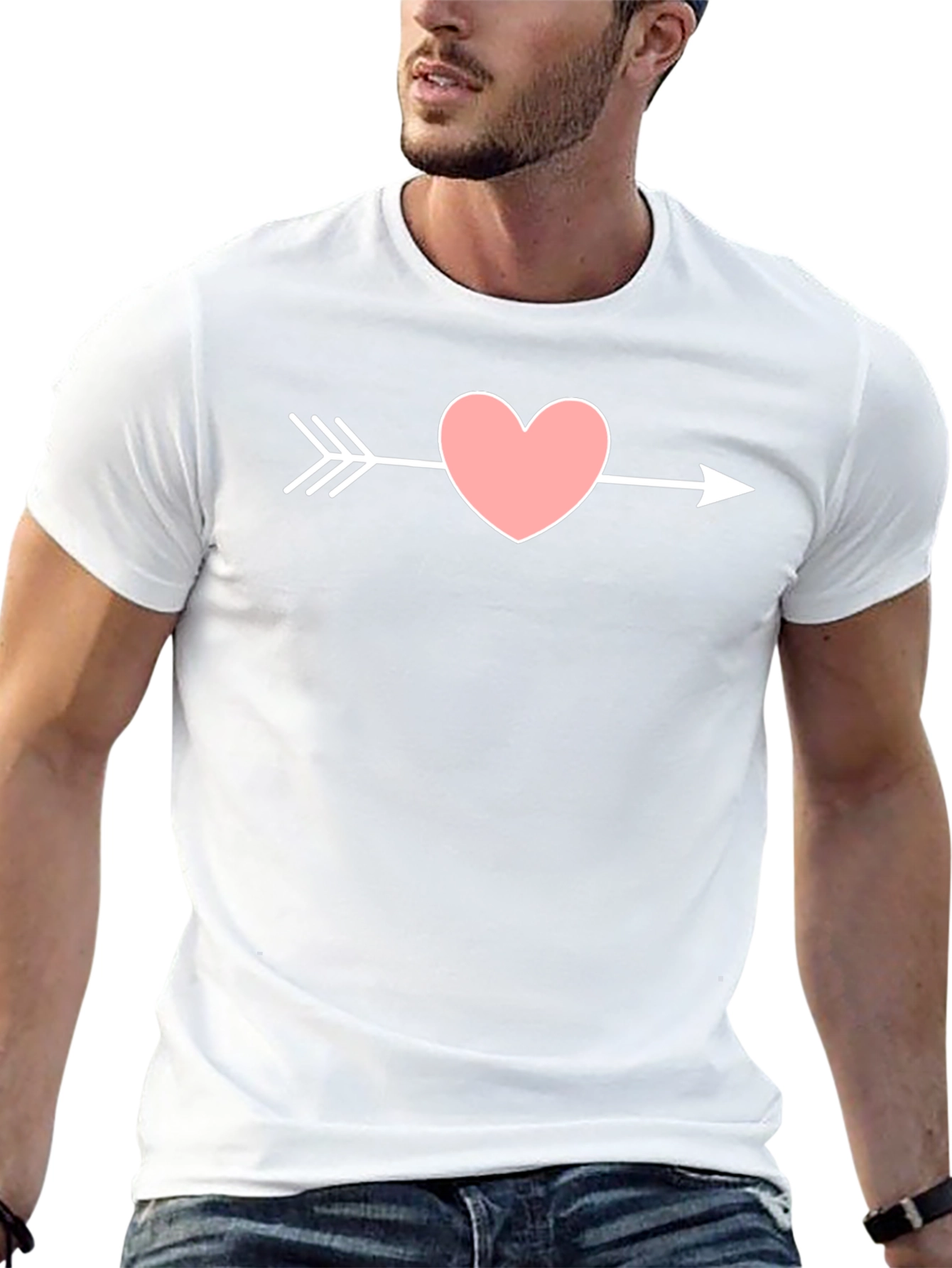 Heart Arrow Graphic T-Shirt - Black Cotton Tee