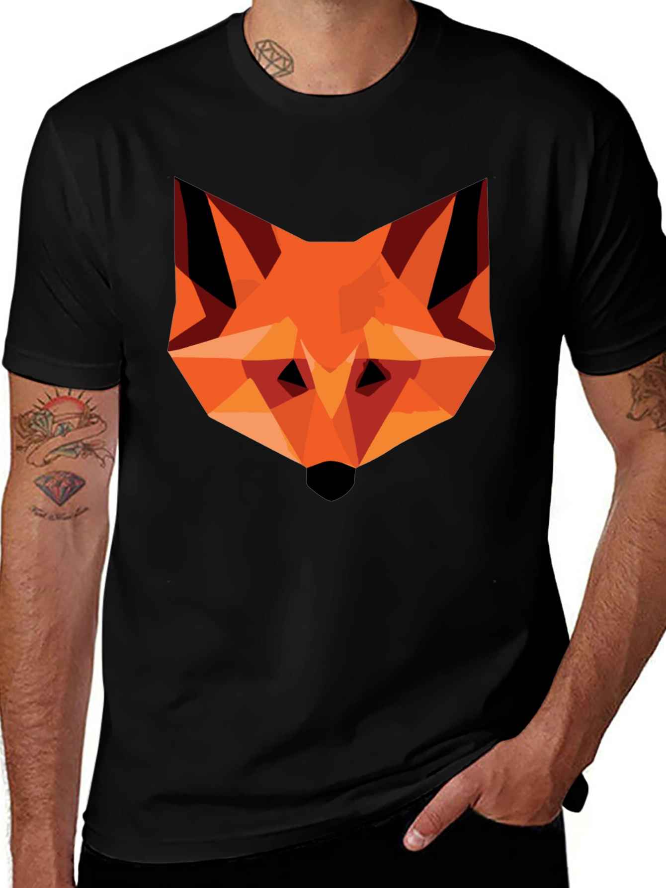 Geometric Fox Graphic Tee - Modern Art T-Shirt