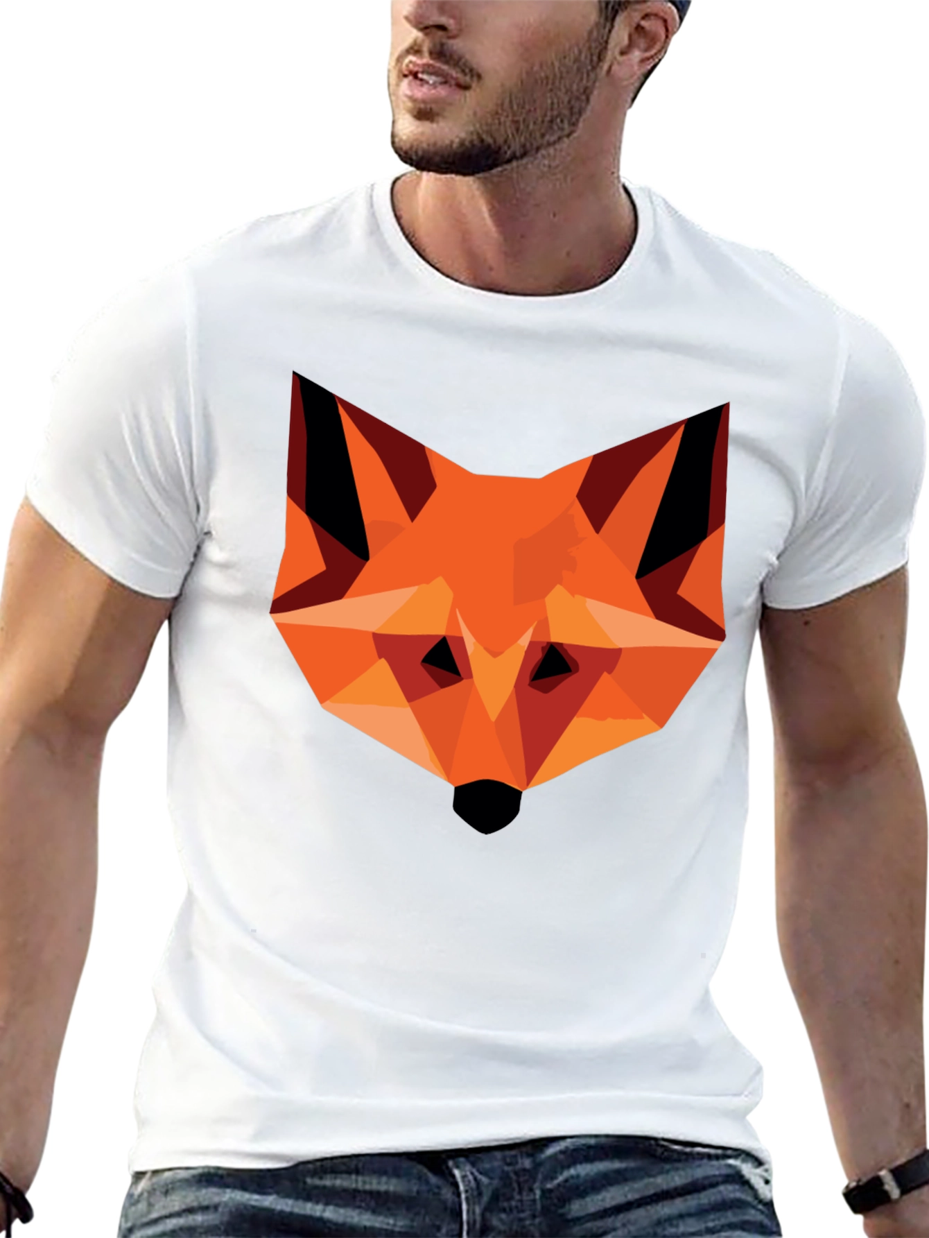 Geometric Fox Graphic Tee - Modern Art T-Shirt