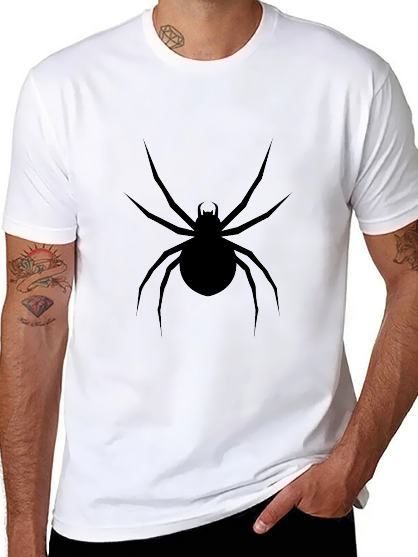 Black Spider Graphic Tee - Mens Casual Style