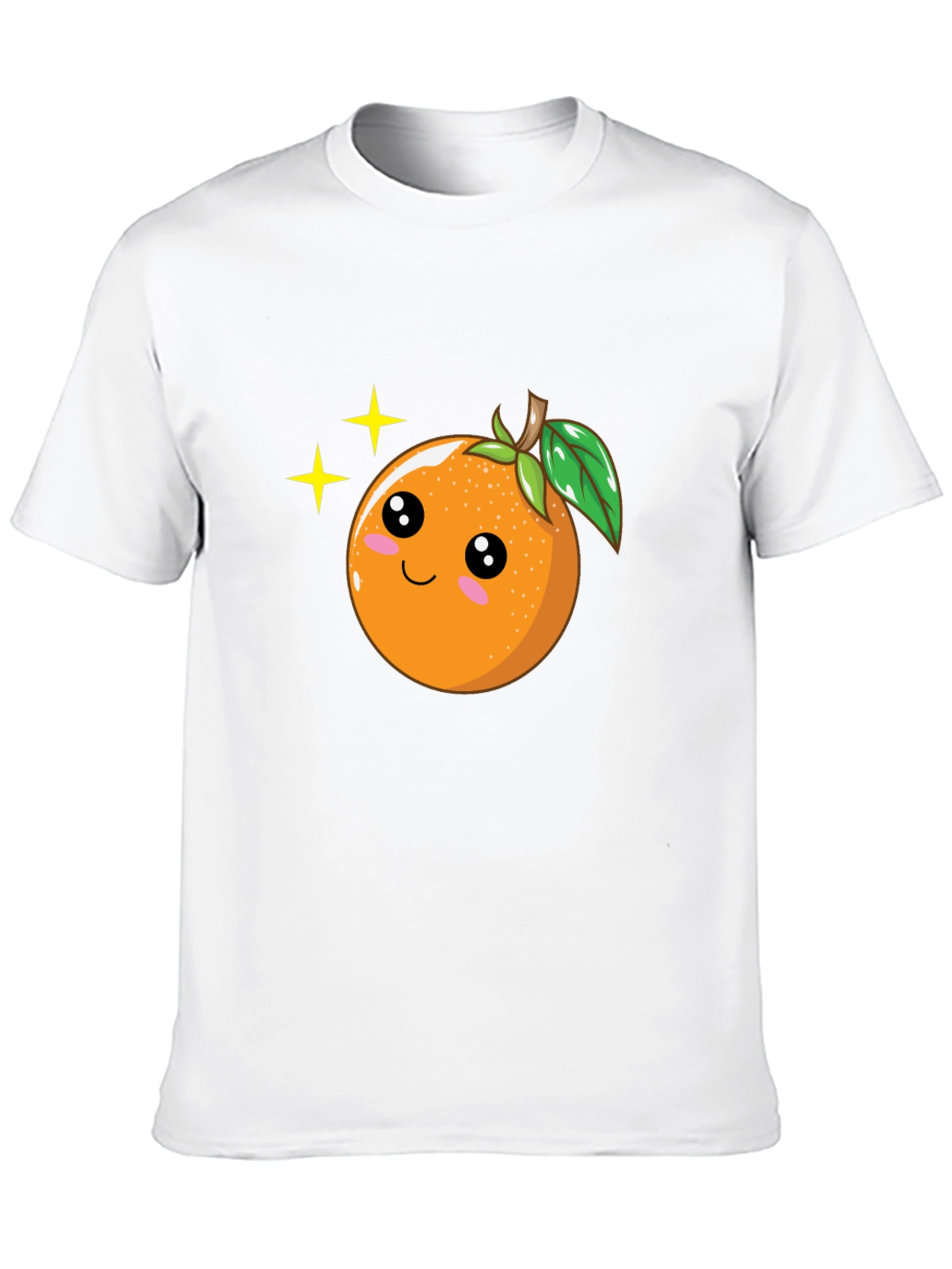 Cute Orange Cartoon Graphic Black T-Shirt