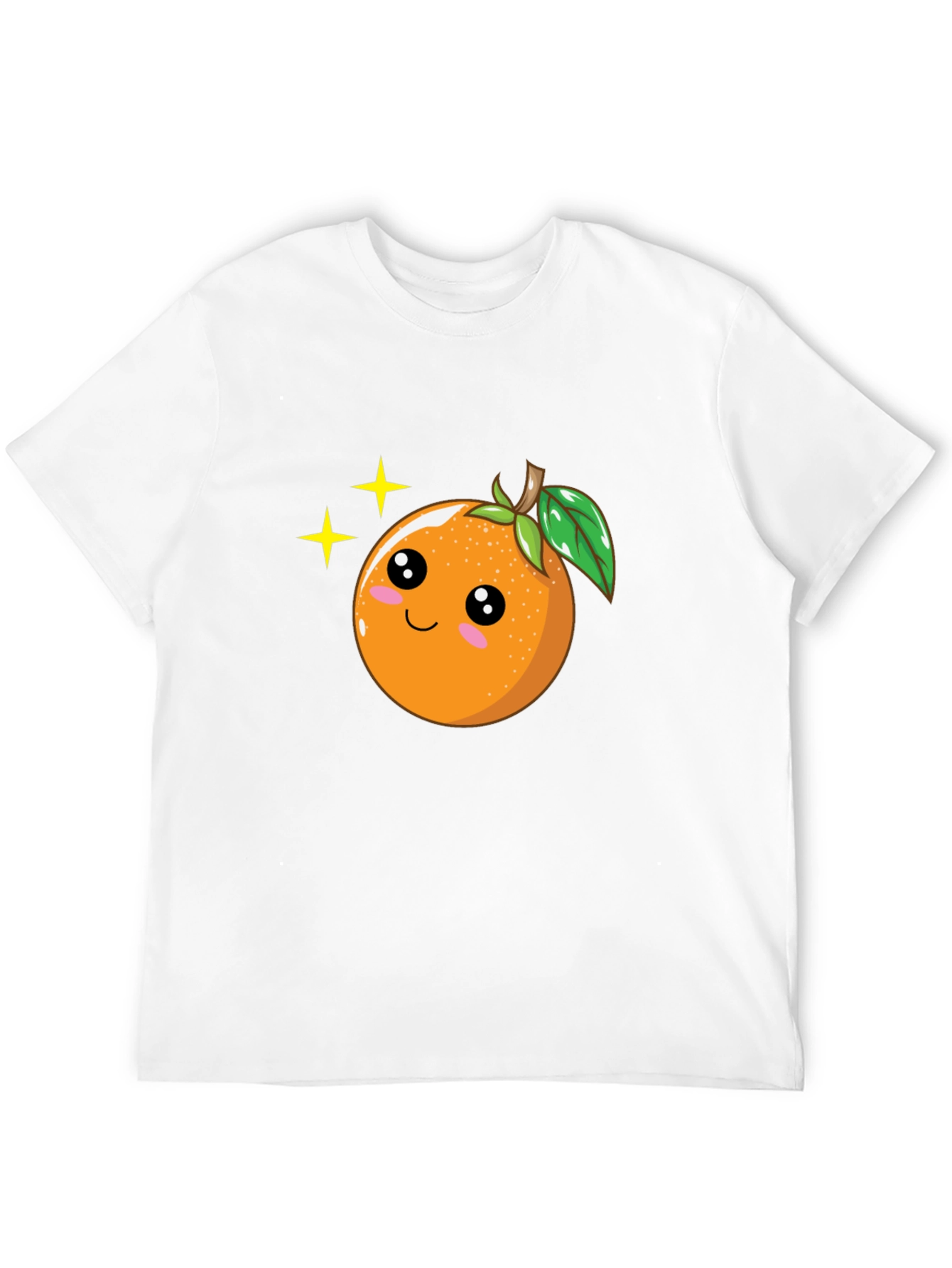 Cute Orange Cartoon Graphic Black T-Shirt