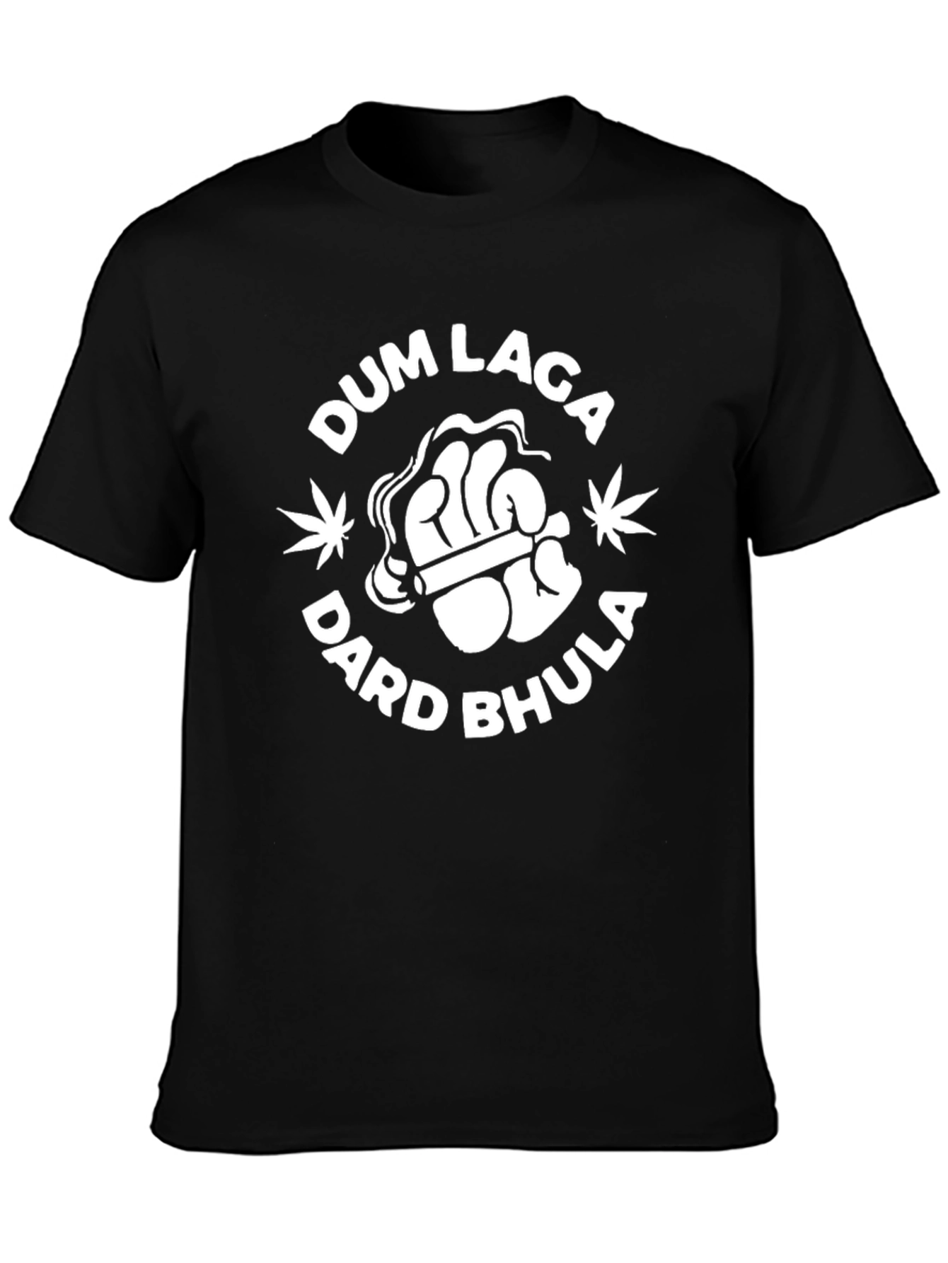 Dum Laga Dard Bhula Black Graphic T-Shirt