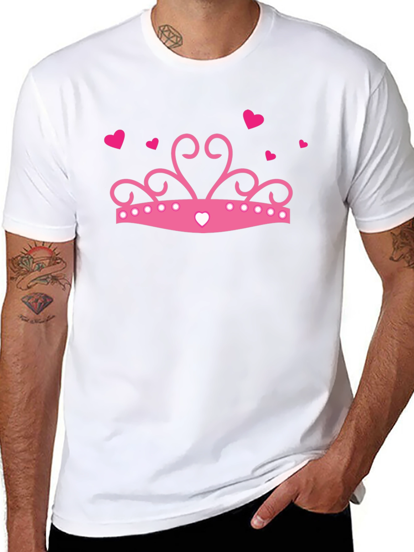 Pink Princess Crown Graphic Black T-Shirt