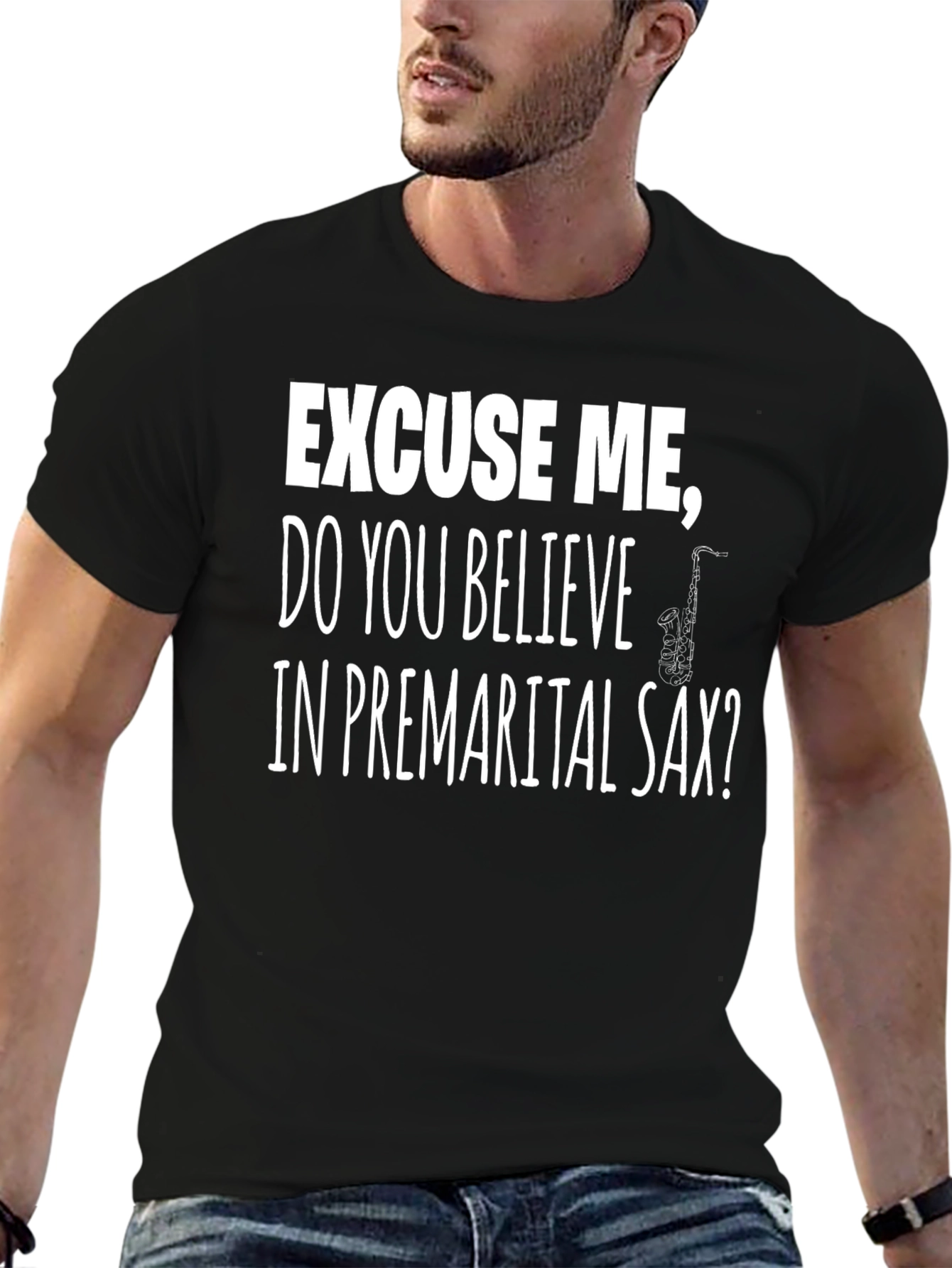 Funny Saxophone T-Shirt - Premarital Sax?