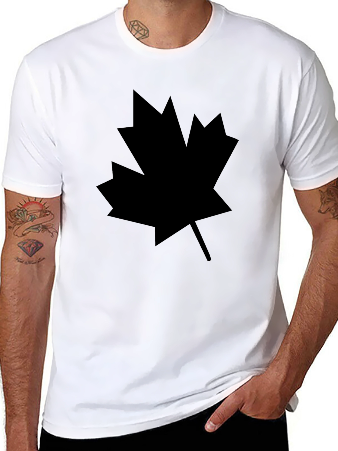 Black Maple Leaf Graphic Tee - Casual Style