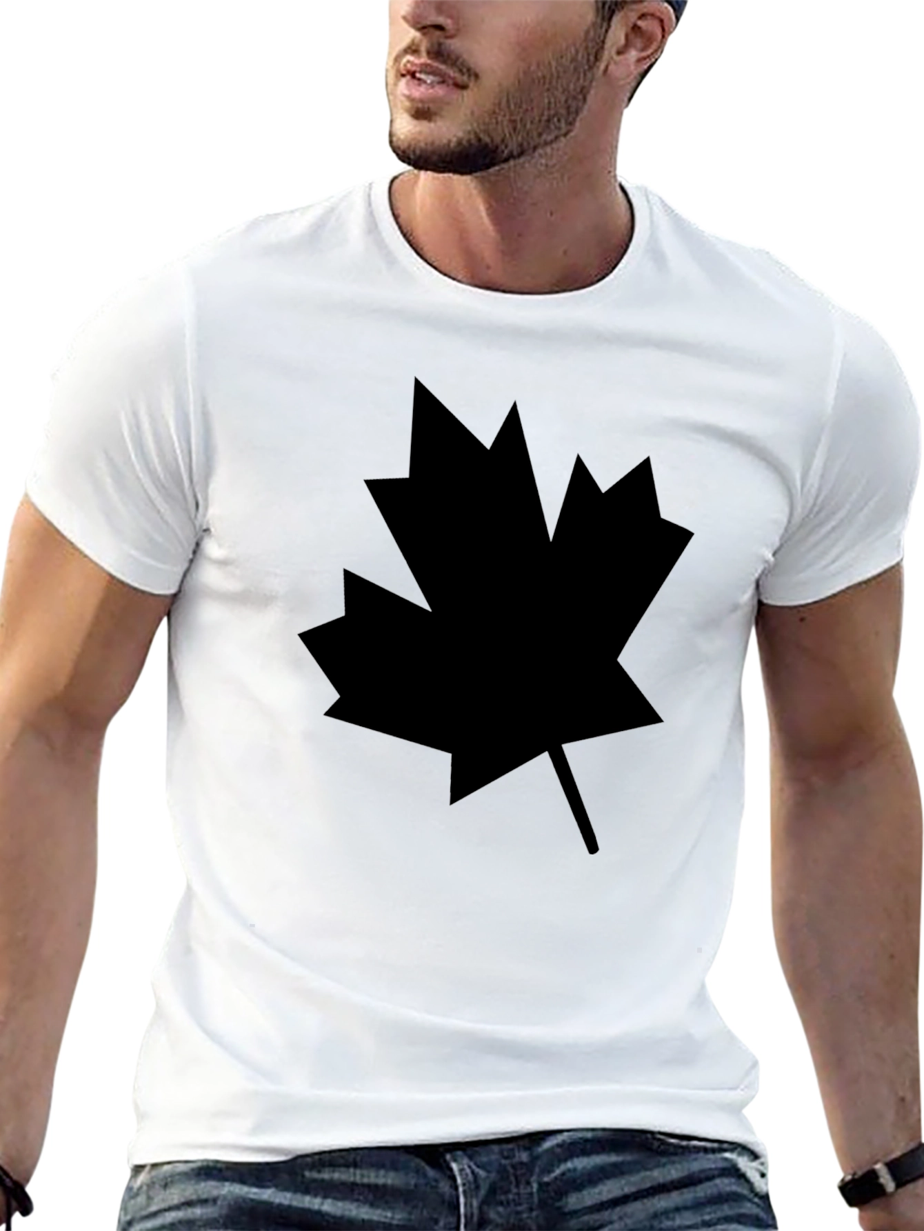 Black Maple Leaf Graphic Tee - Casual Style
