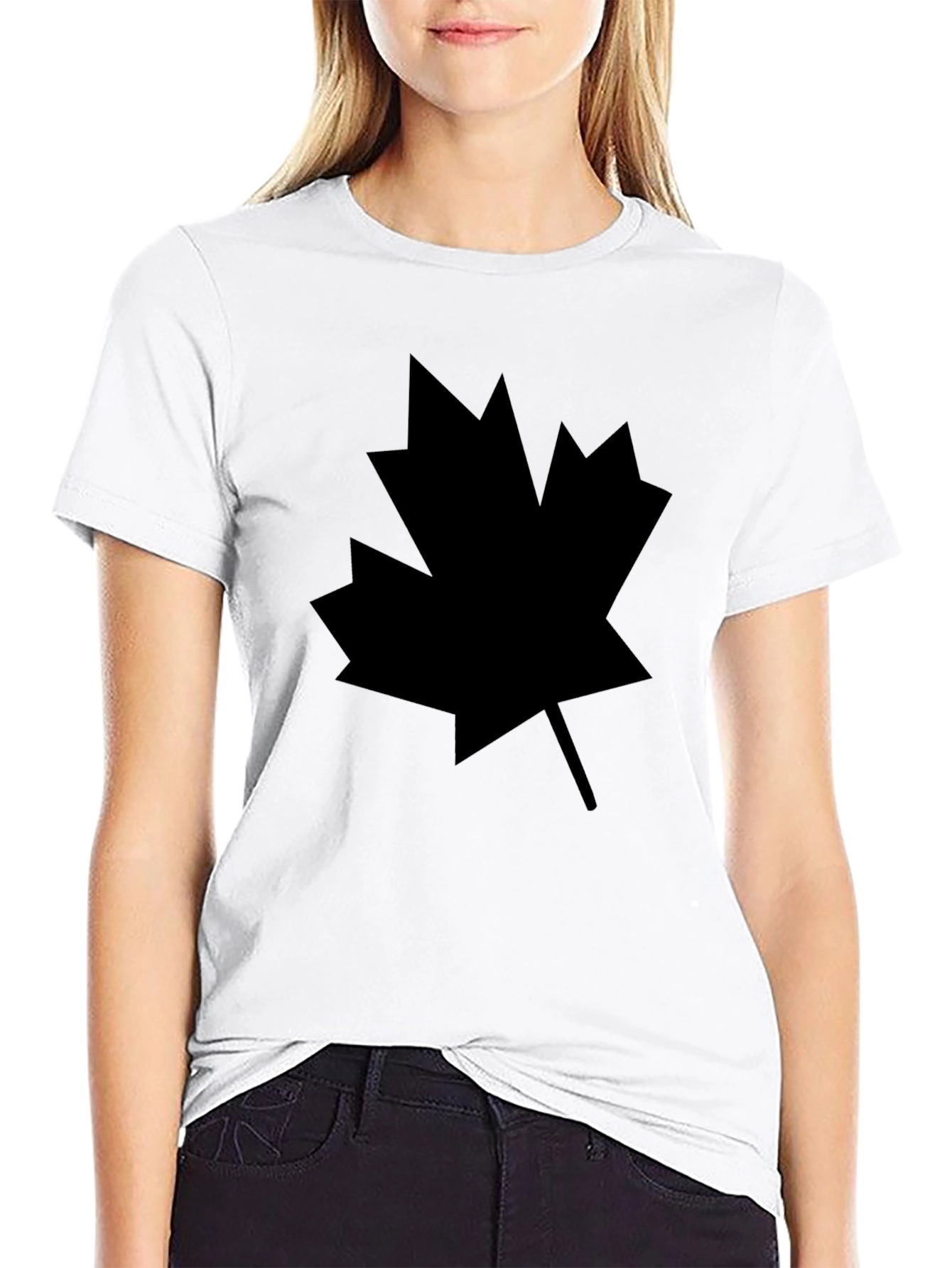 Black Maple Leaf Graphic Tee - Casual Style