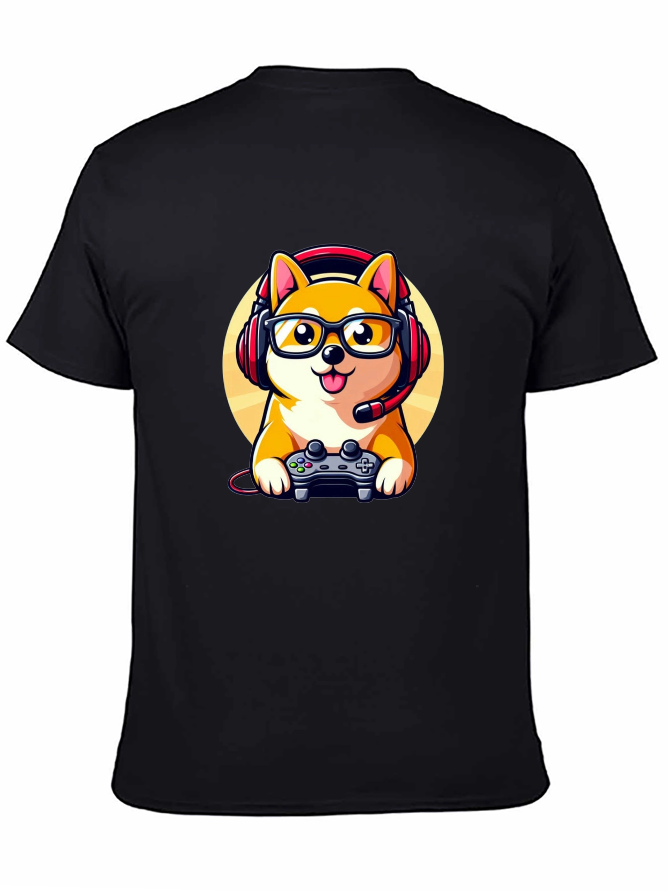 Gamer Dog T-Shirt: Shiba Inu with Headset