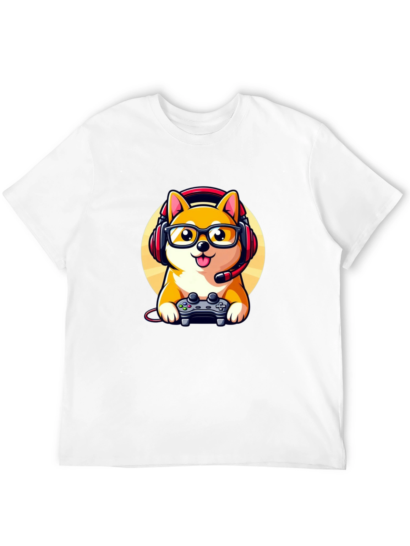 Gamer Dog T-Shirt: Shiba Inu with Headset