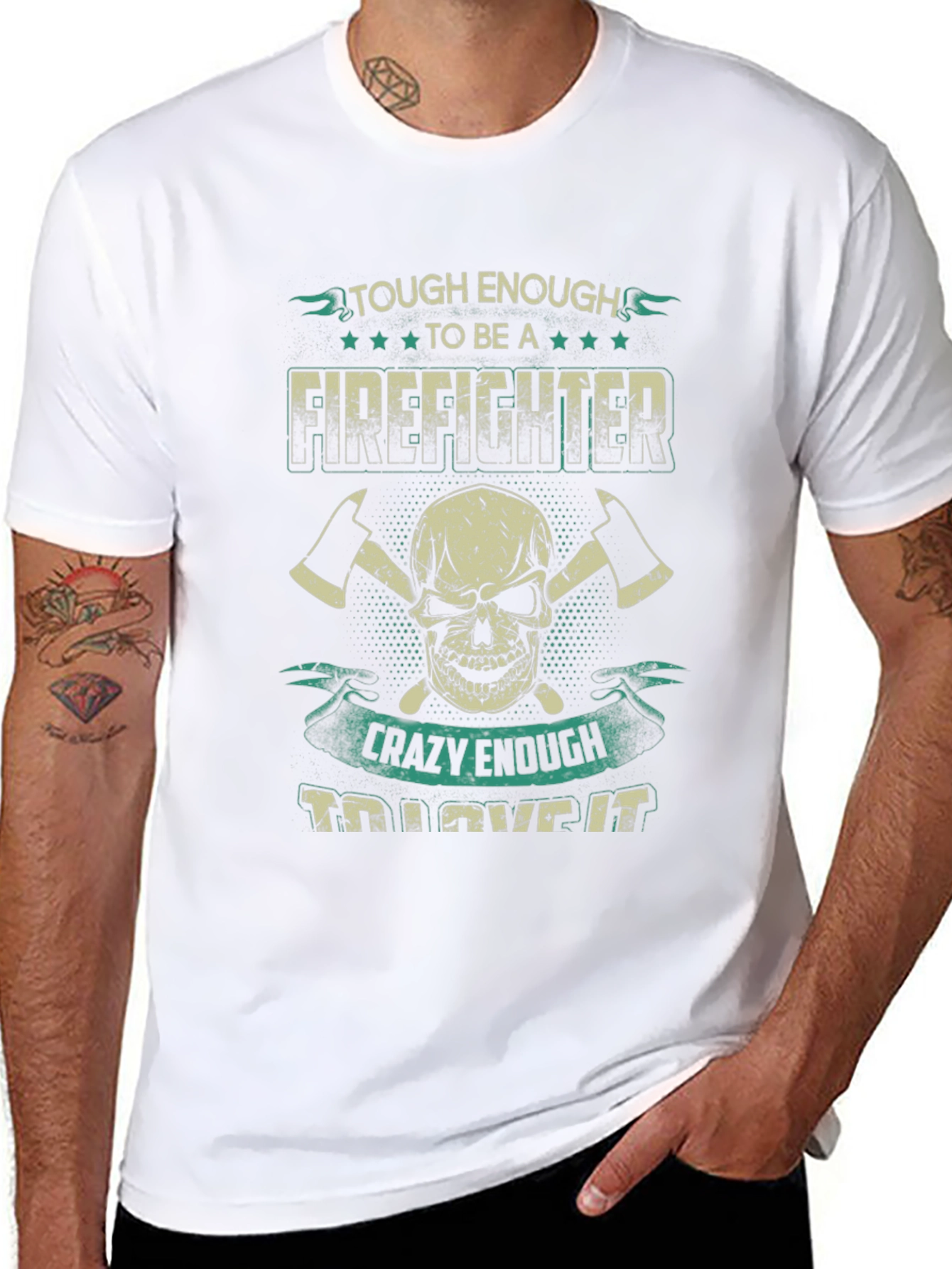 Firefighter Skull Graphic T-Shirt