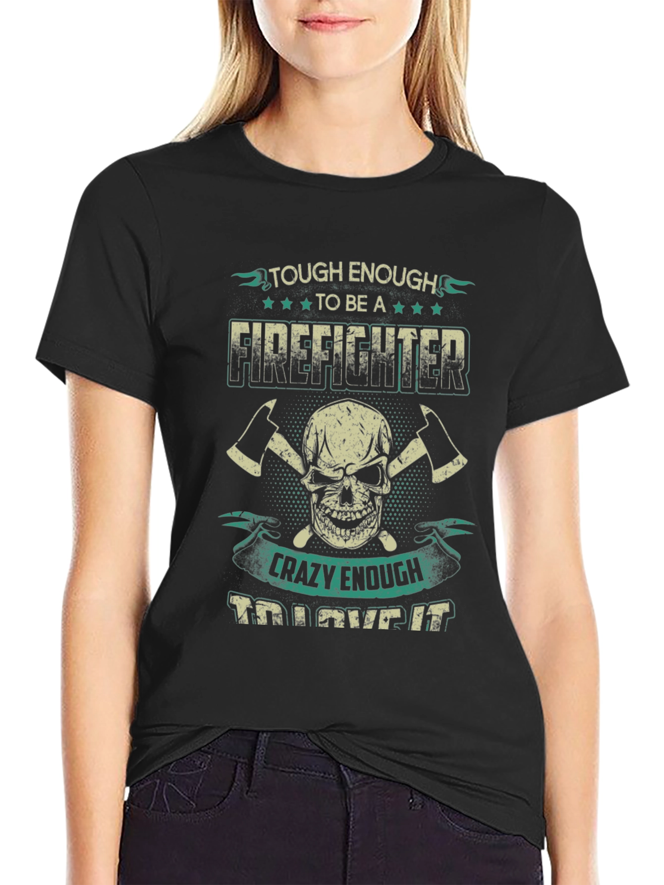 Firefighter Skull Graphic T-Shirt